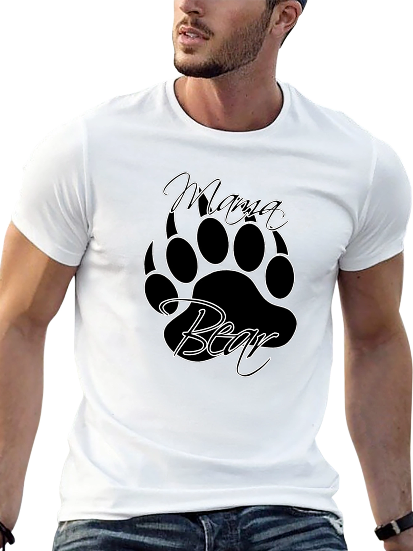Mama Bear Graphic Tee - Black Cotton Blend Shirt