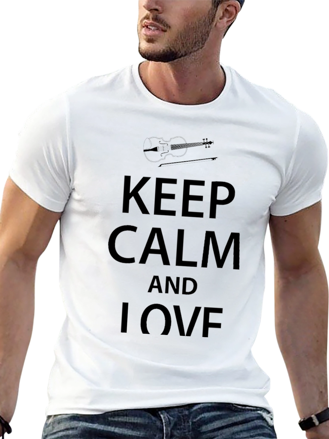 Keep Calm and Love Violin Black T-Shirt