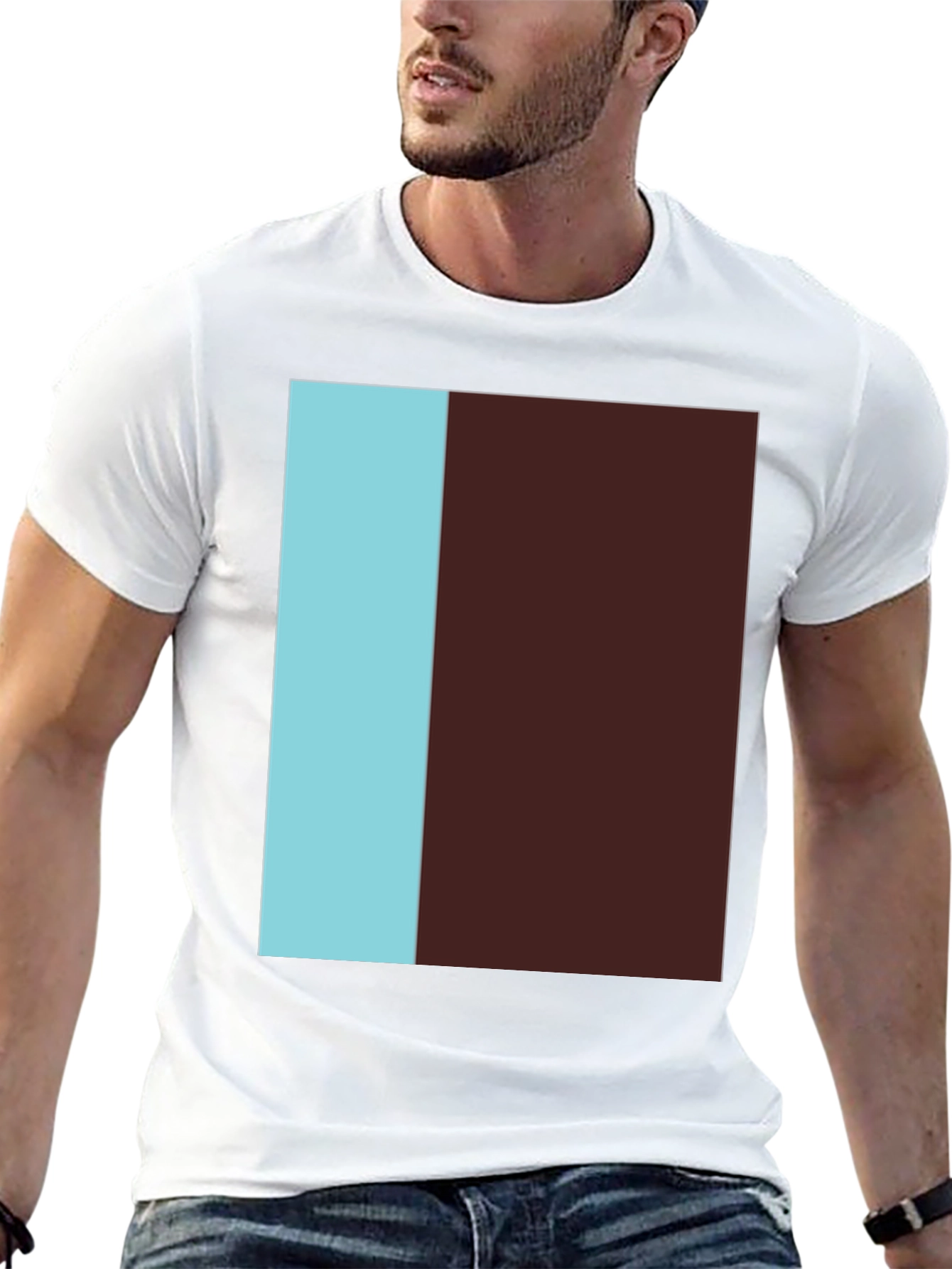 Two-Tone Block Tee - Modern Graphic Print