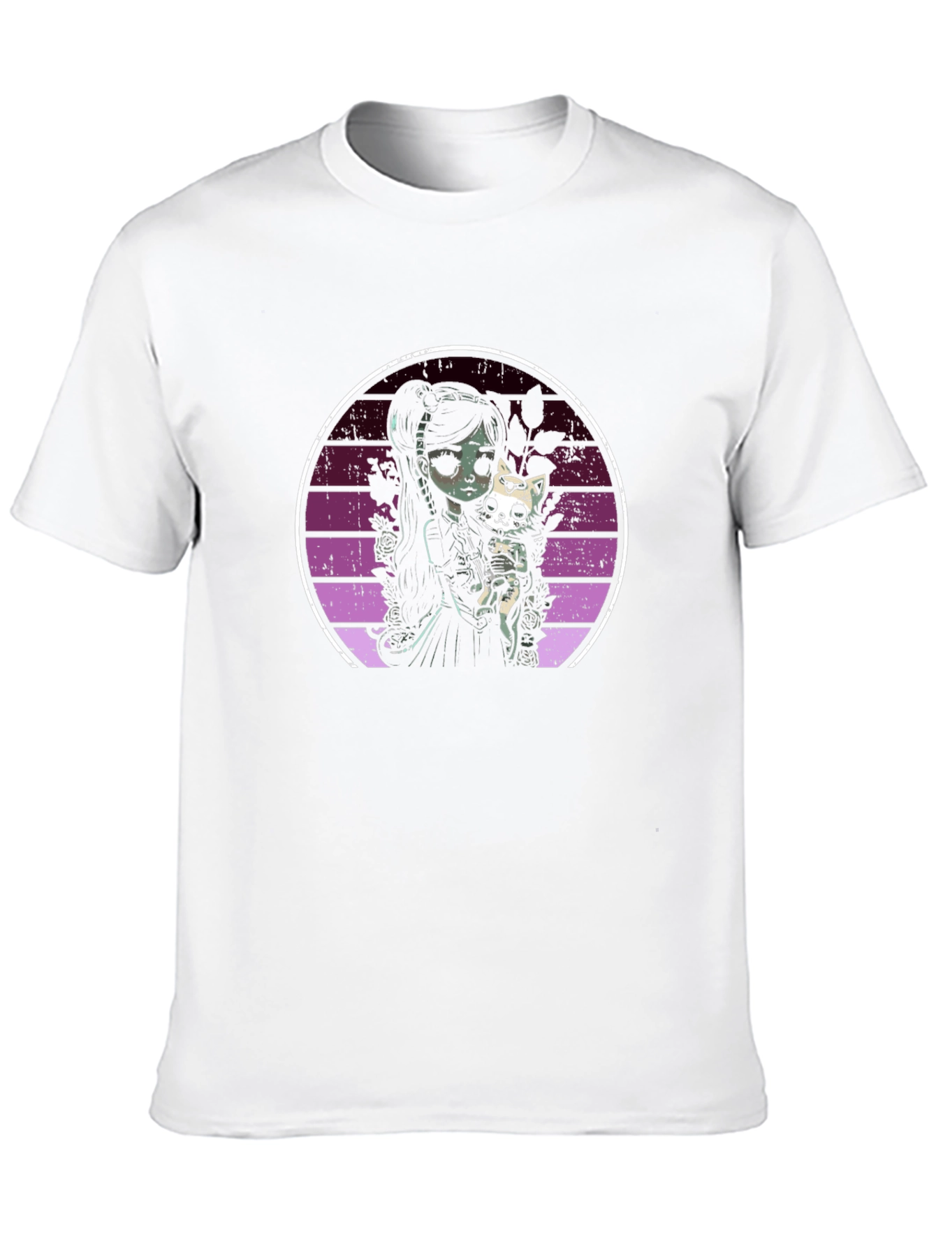 Gothic Girl & Cat T-Shirt - Dark Aesthetic Tee