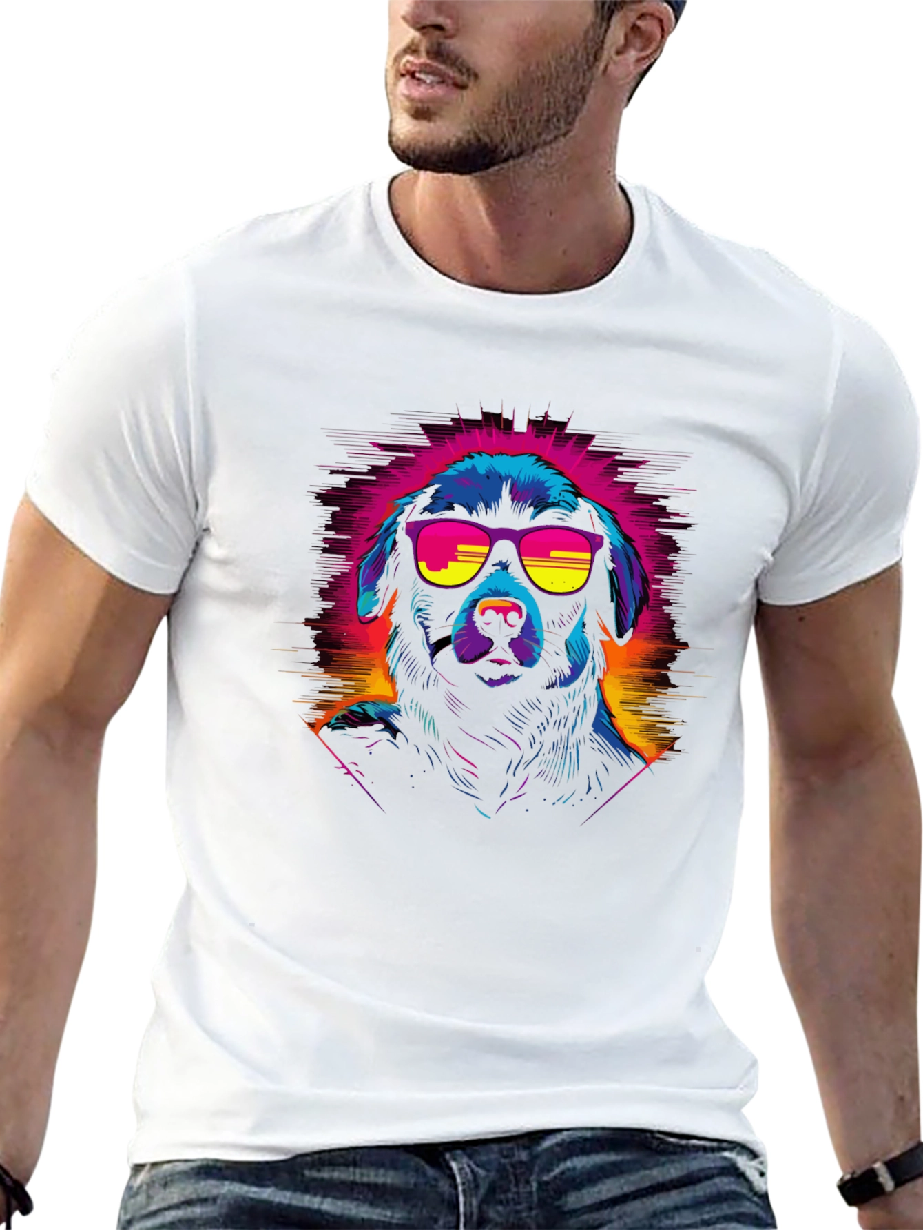 Retro Cool Dog Graphic Tee - Black