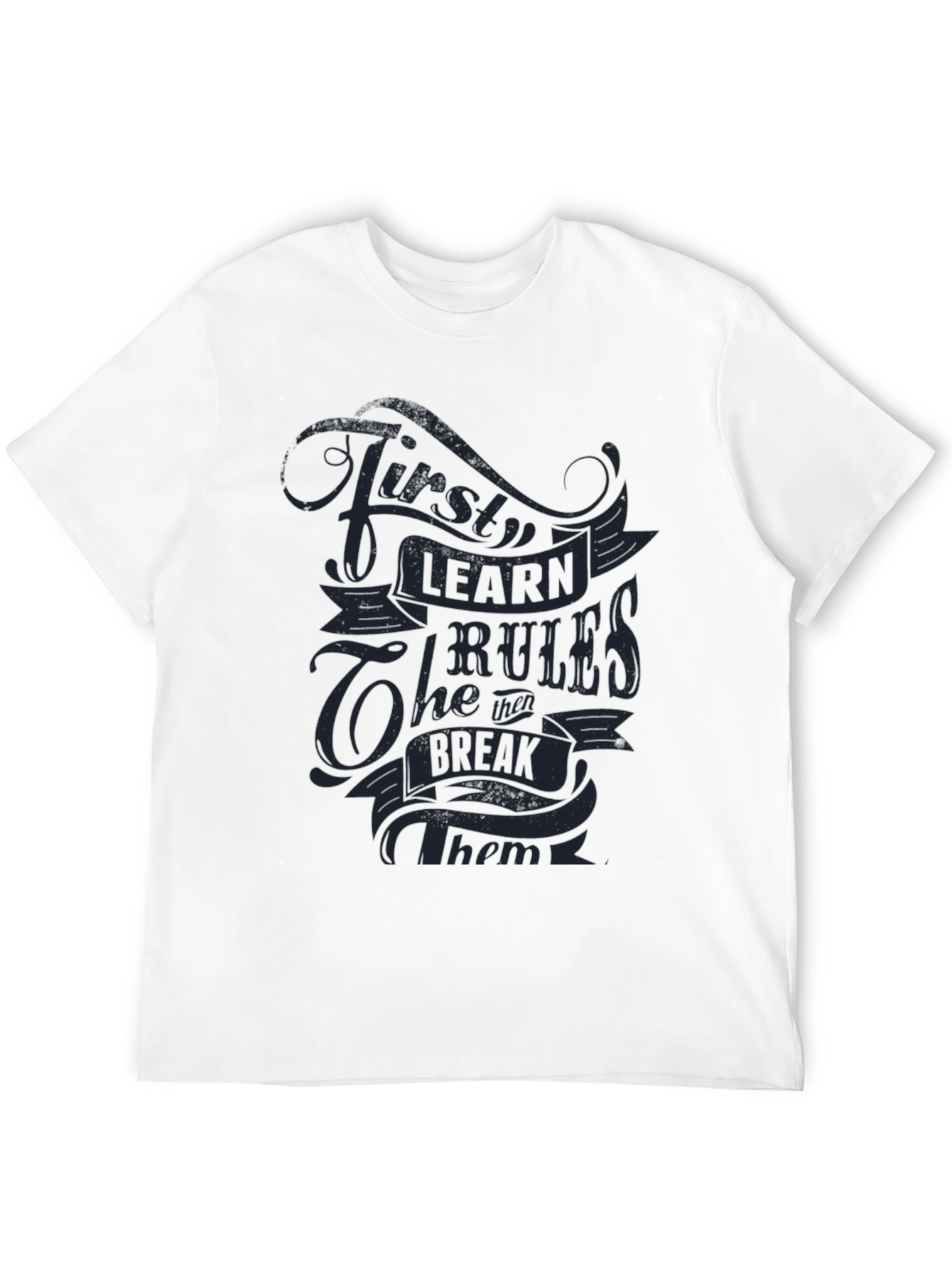 Learn the Rules Graphic Tee - Black Casual T-Shirt