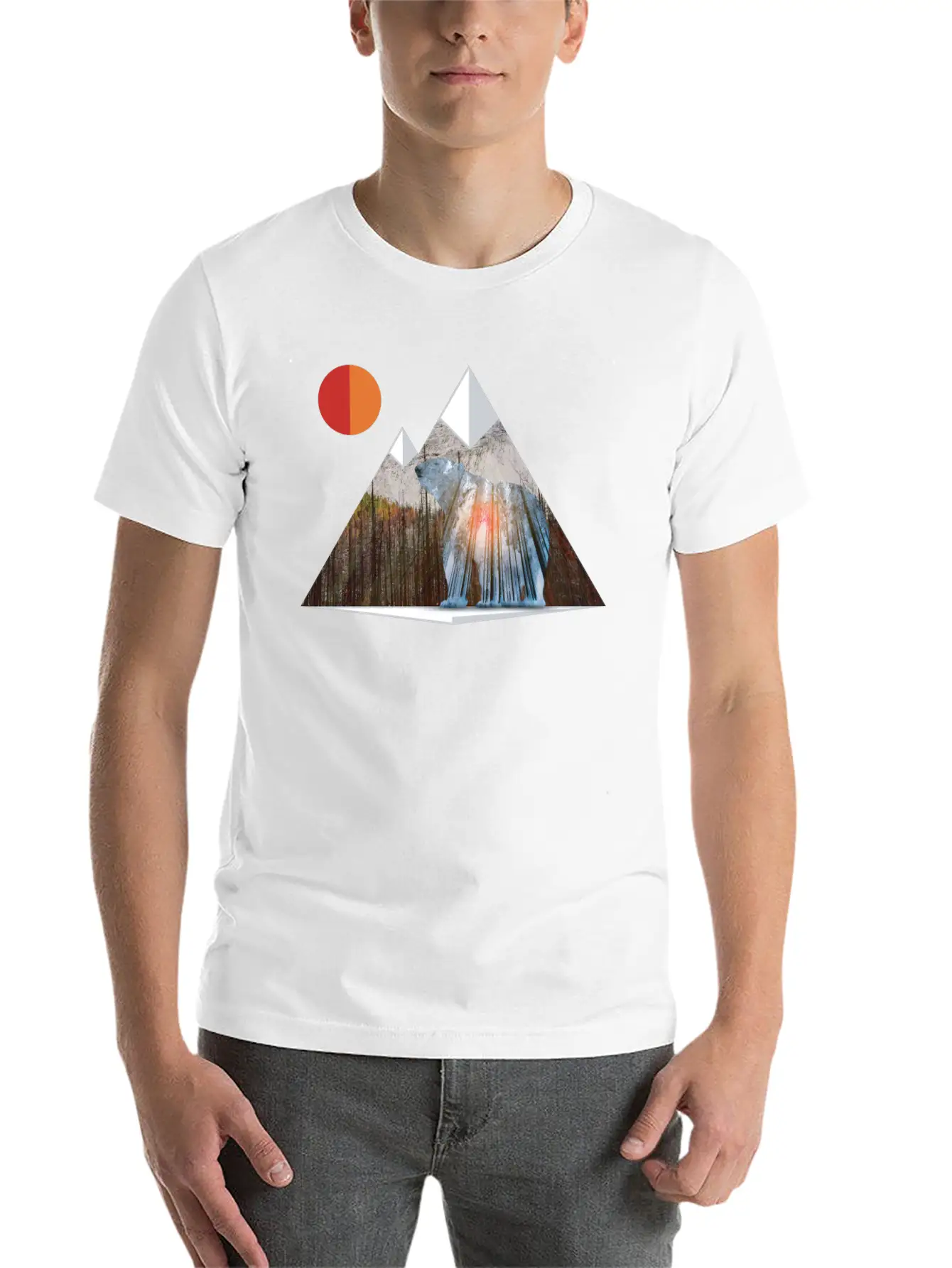 Bear Sun Salute In Mountain Forest Unisex Casual T-Shirt – Clean Design For Daily Comfort
