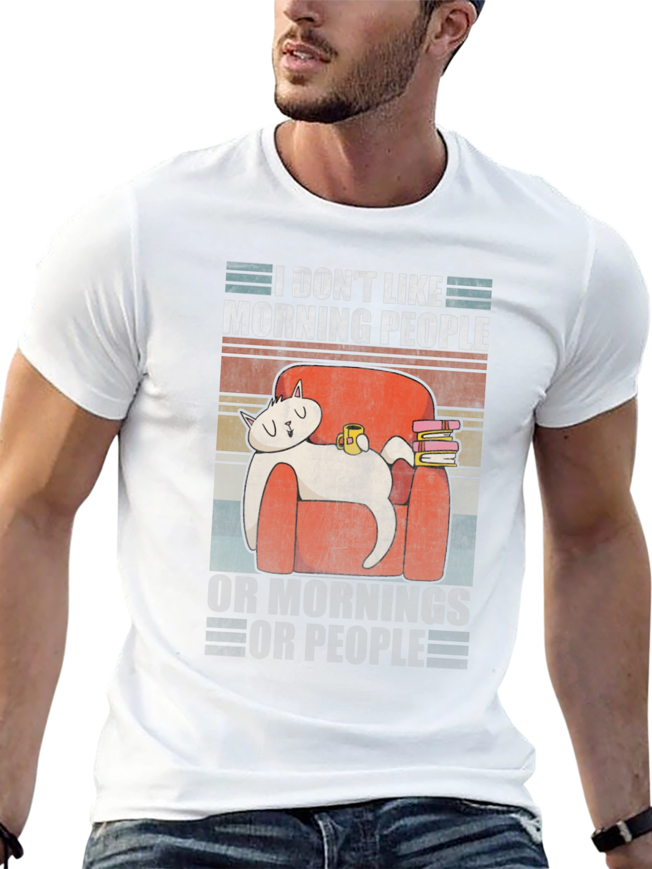 I Dont Like Morning People T-Shirt Funny Cat