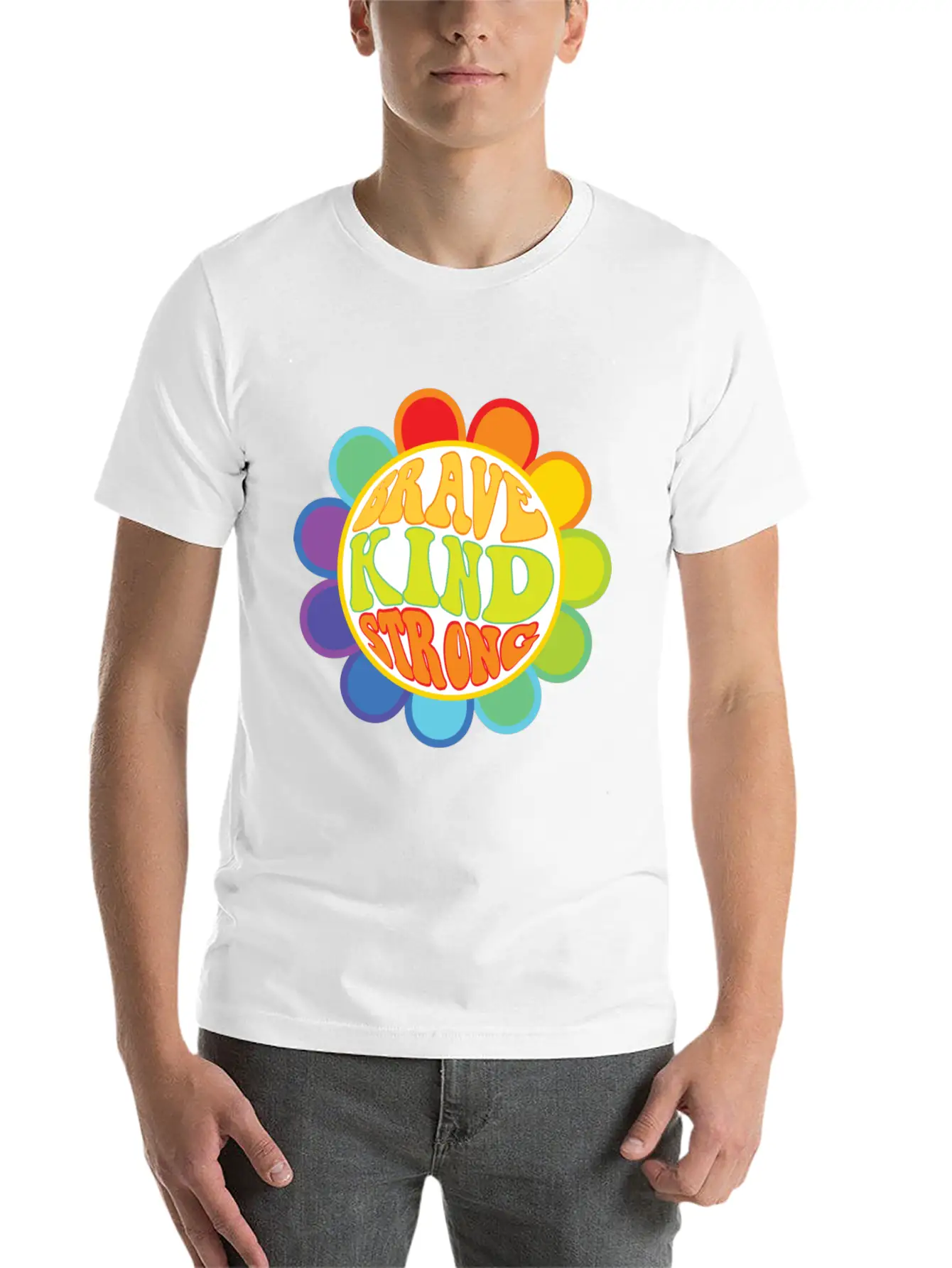 Brave Kind Strong - Inspirational Sticker Unisex Casual T-Shirt – Clean Design For Daily Comfort