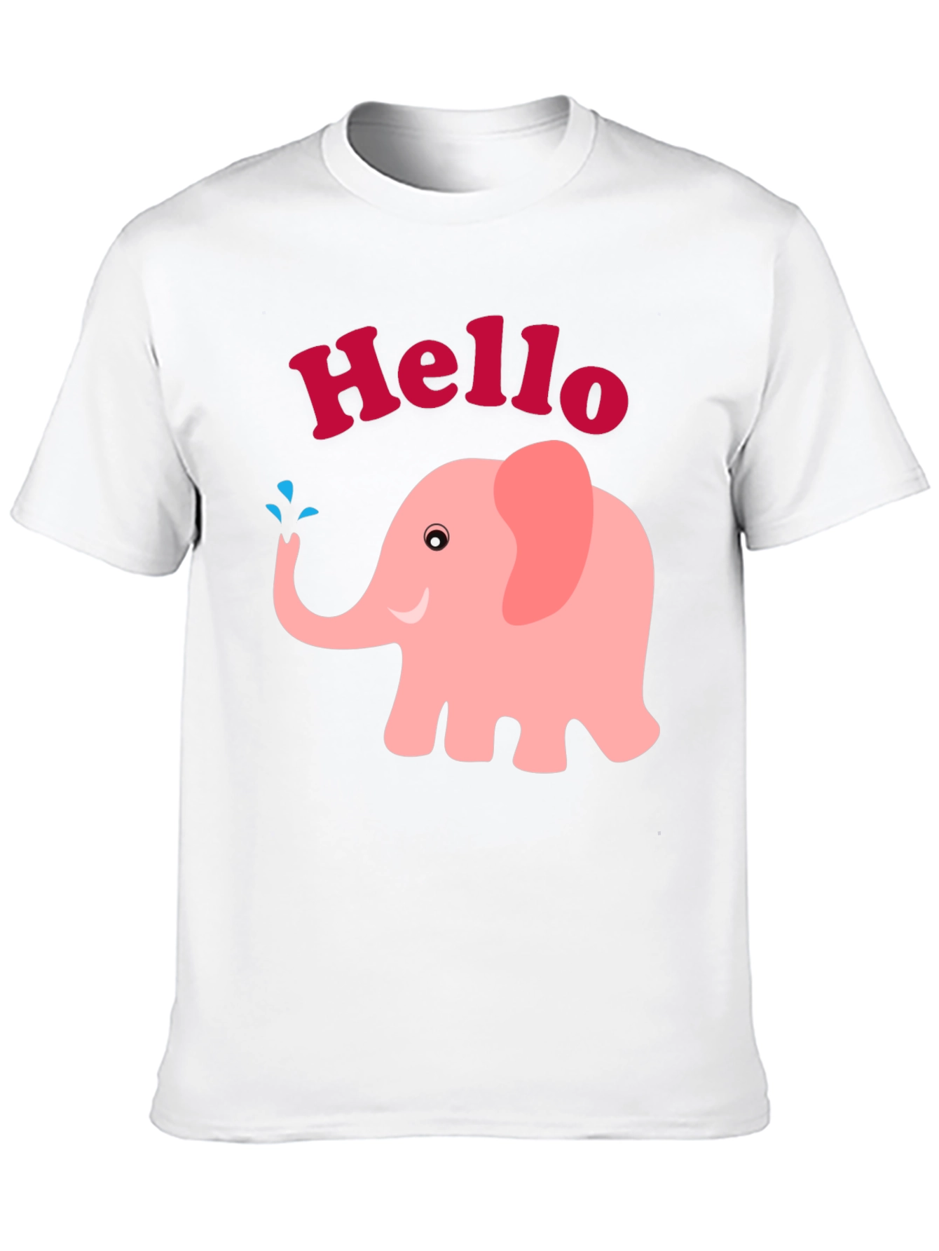 Cute Pink Elephant Hello Graphic Tee