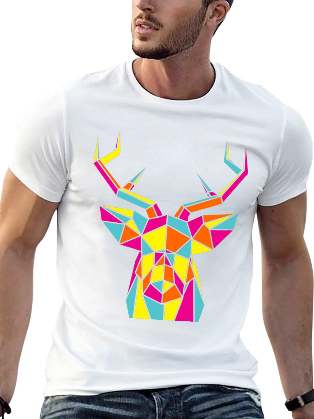 Geometric Deer Head Graphic Tee