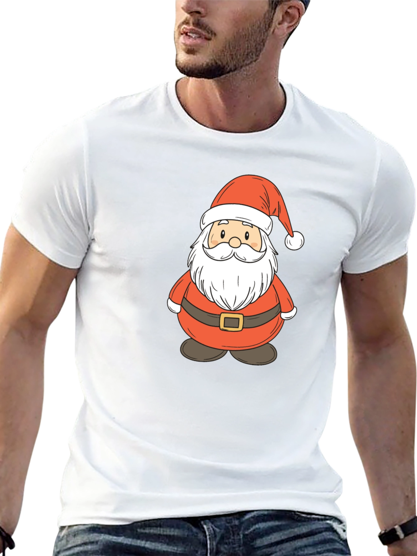 Festive Santa Claus Graphic Tee - Holiday Cheer