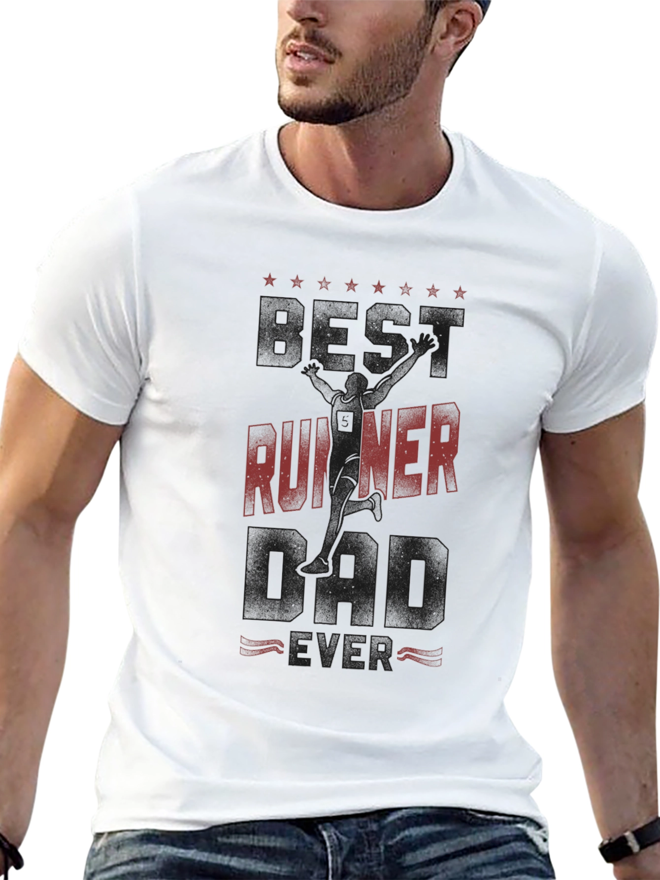 Best Runner Dad Ever Black Graphic Tee