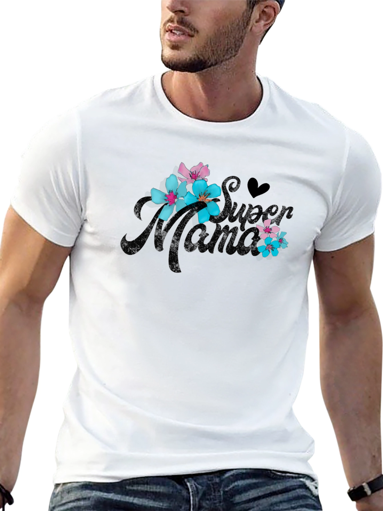 Super Mama Floral T-Shirt - Black