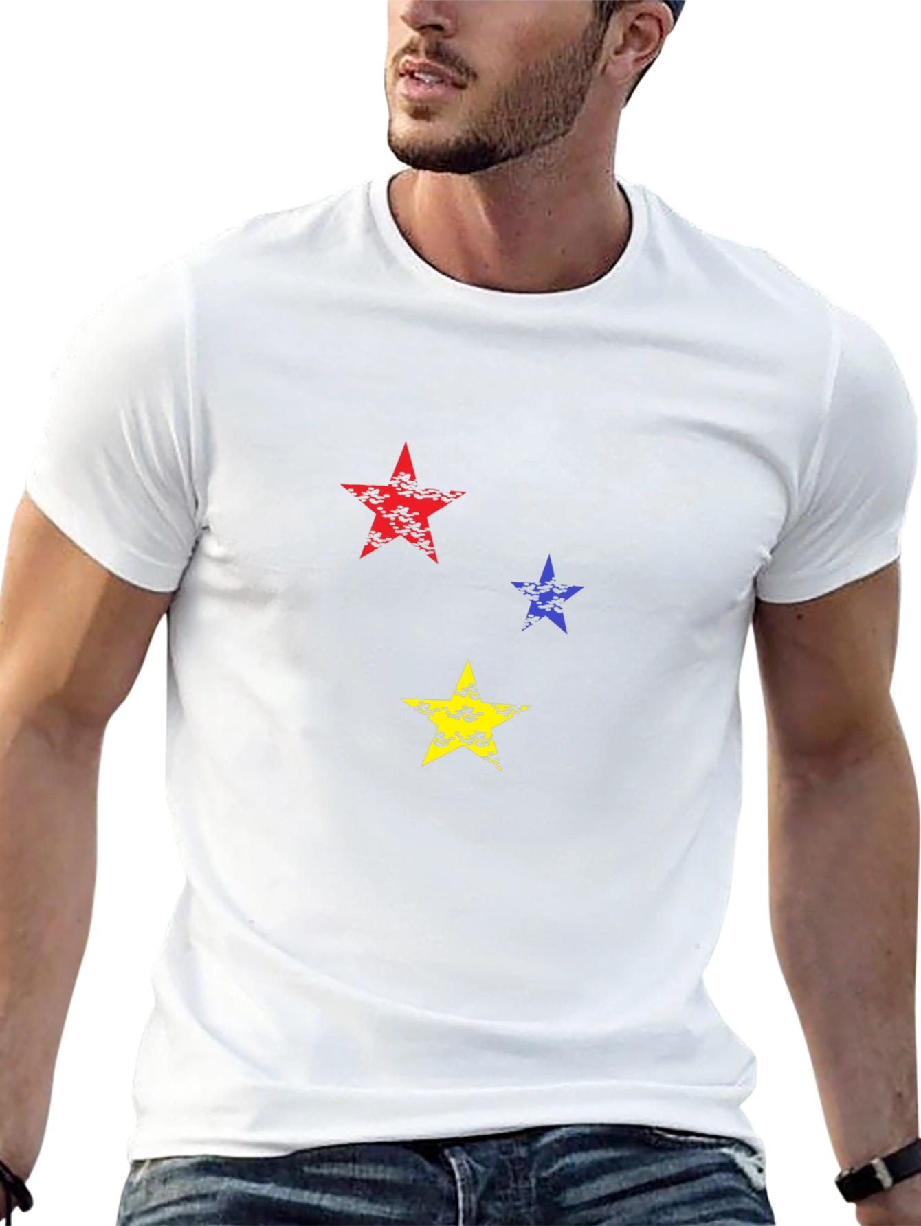 Mens Black T-Shirt with Star Graphic