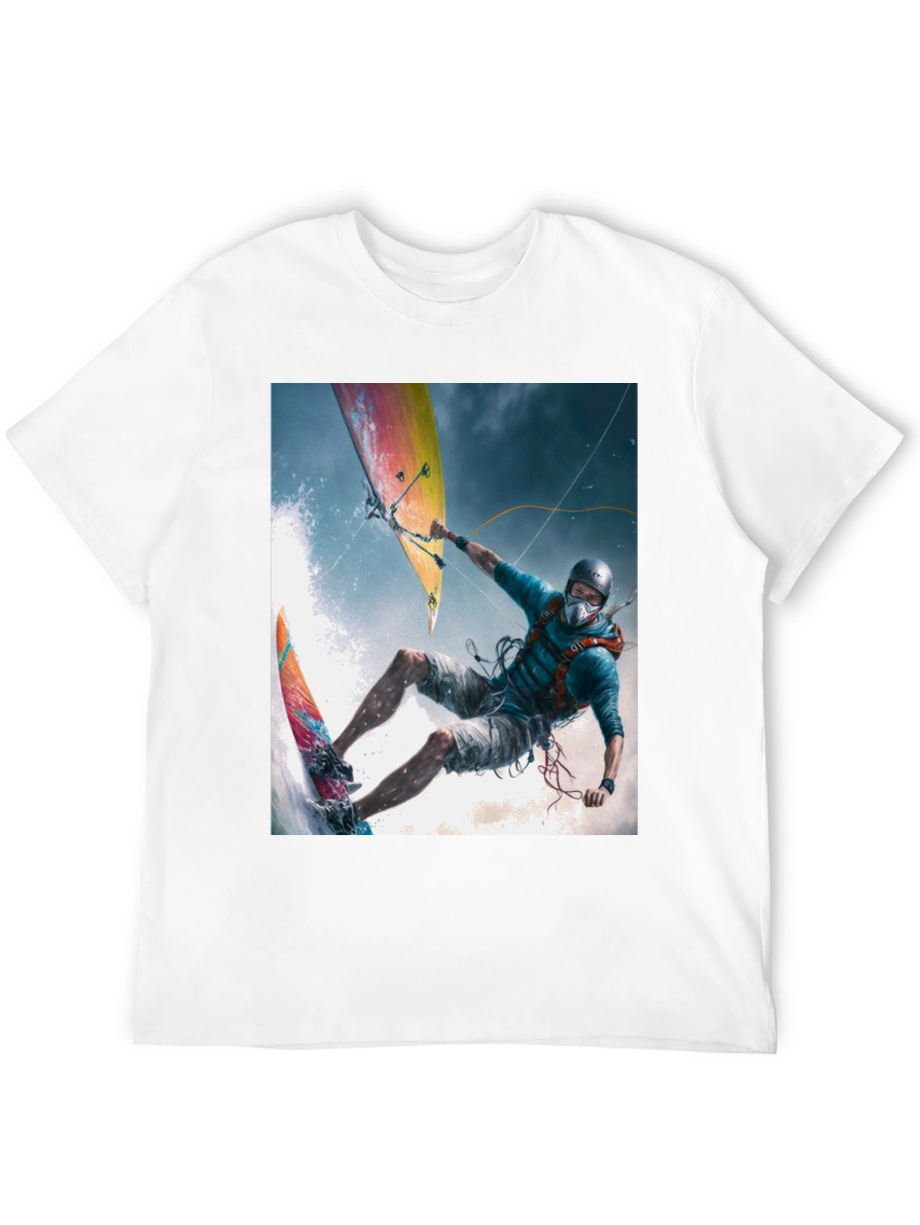 Kitesurfing Graphic Tee - Black Cotton Blend