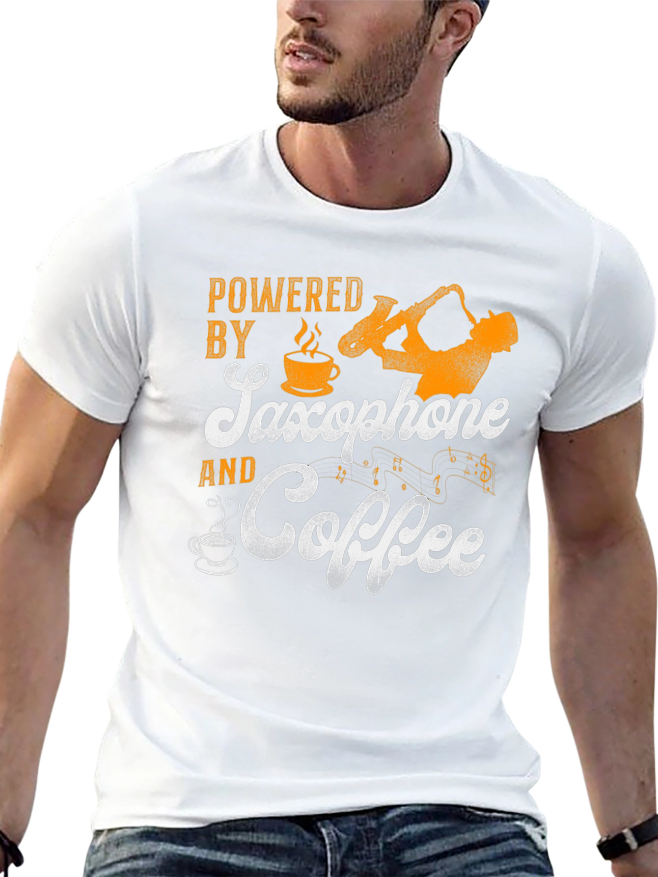 Saxophone & Coffee T-Shirt - Musician Tee