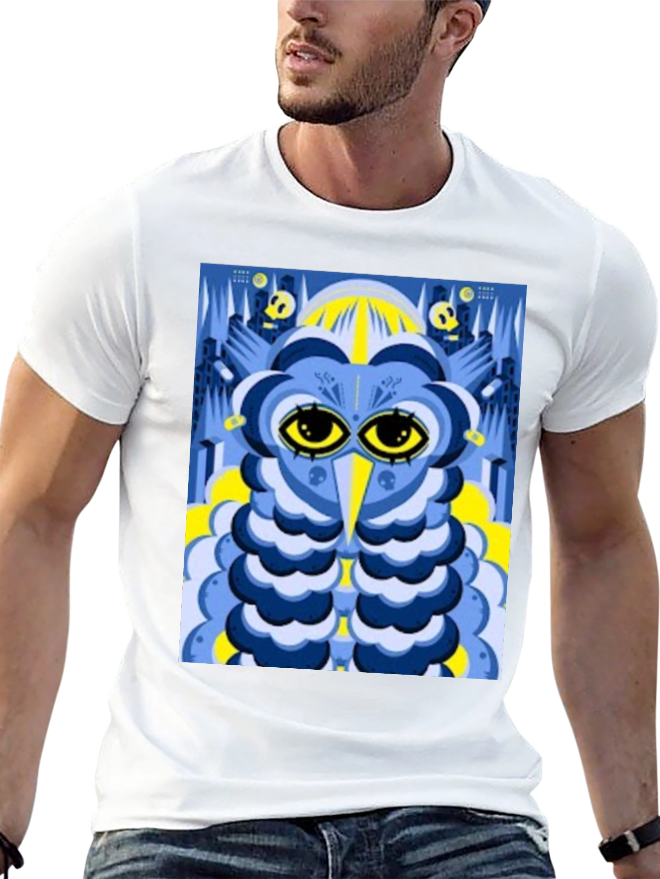 Abstract Owl Graphic Tee - Black Unisex T-Shirt