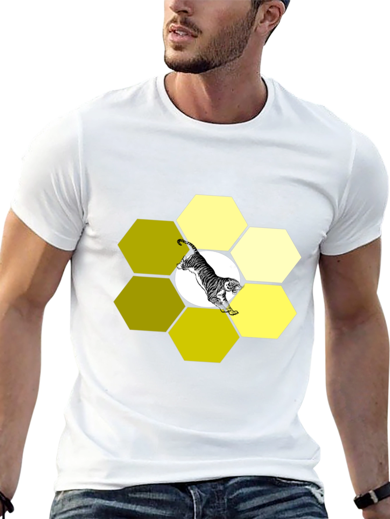 Tiger Hexagon Black Graphic Tee