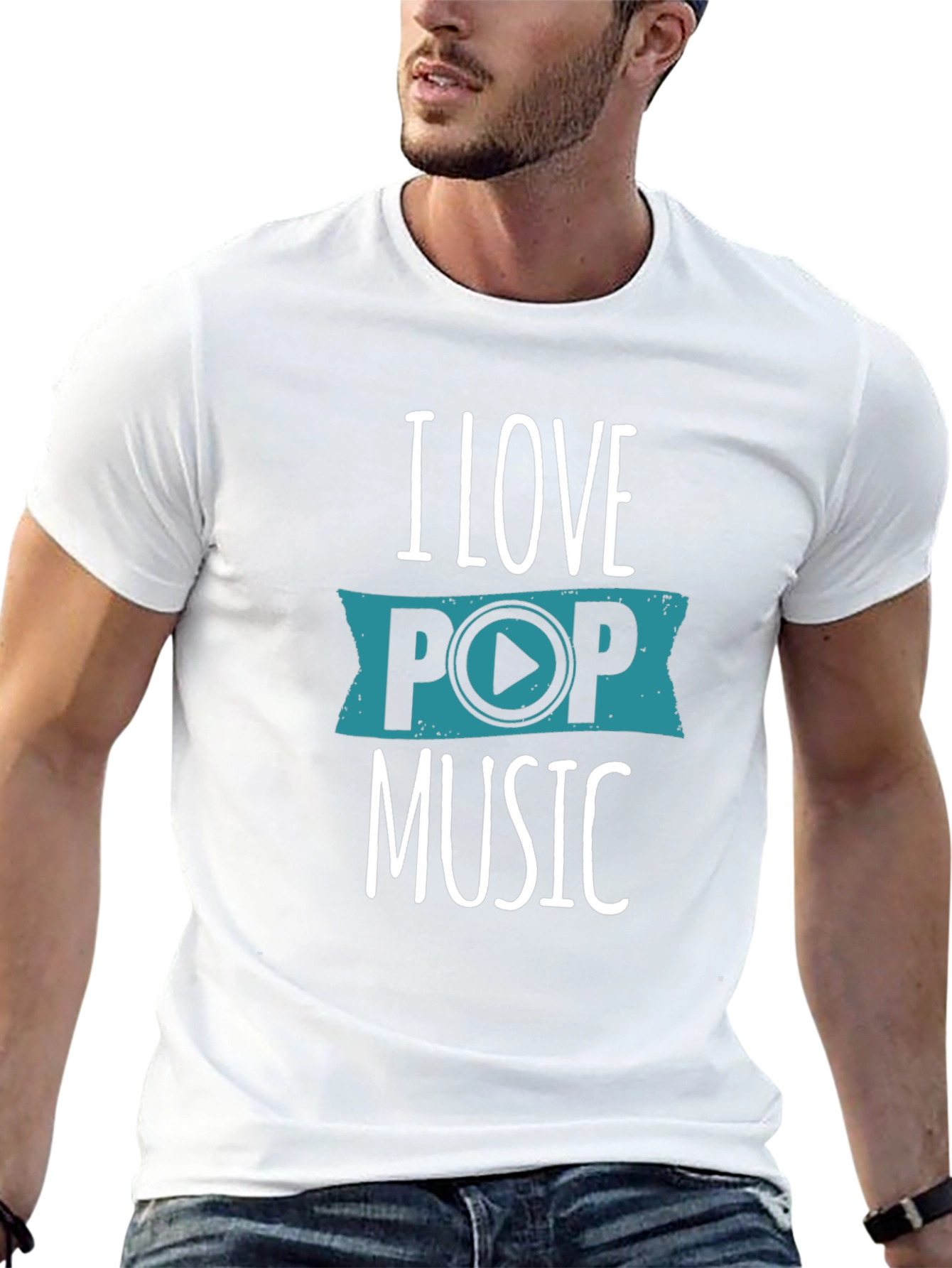 I Love Pop Music Graphic T-Shirt - Black