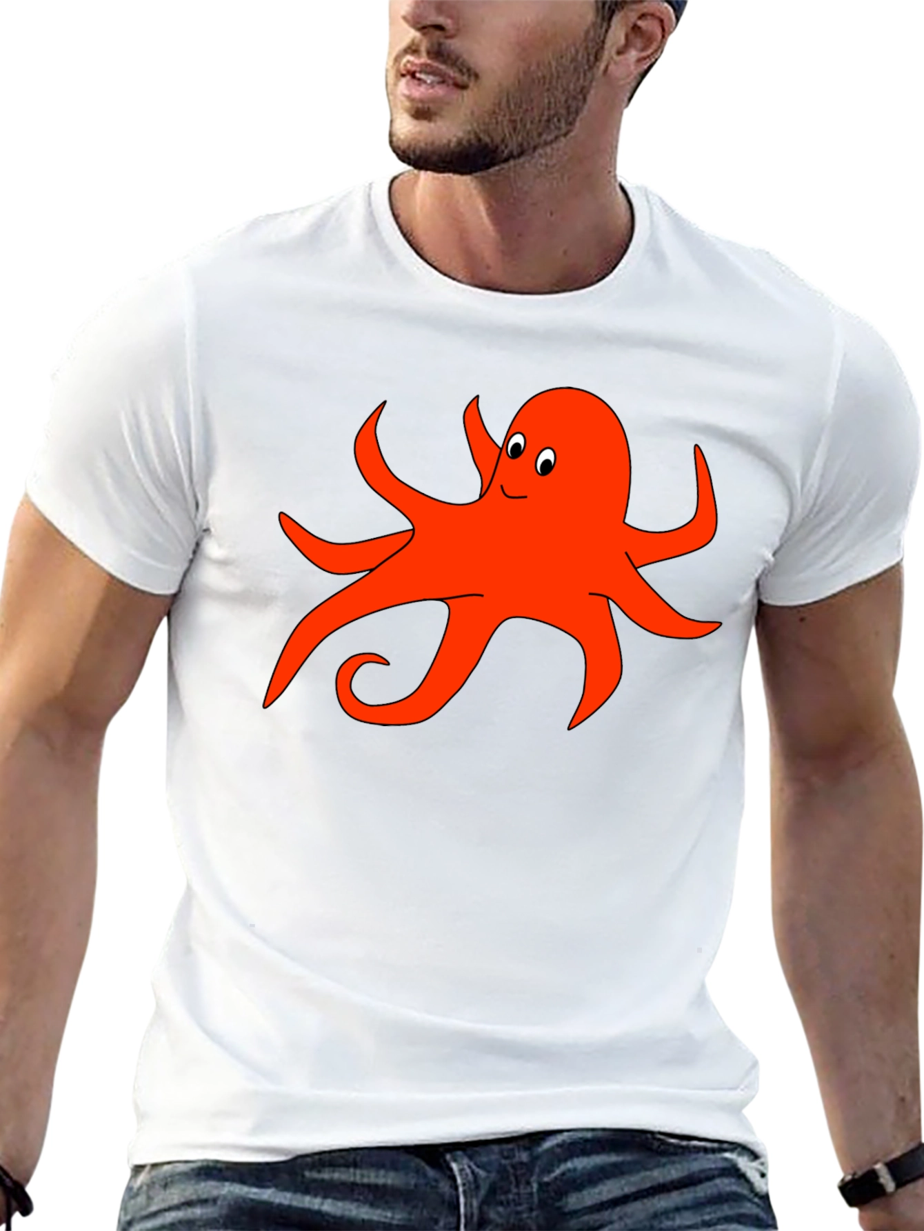 Fun Octopus Graphic Tee - Black Cotton T-Shirt