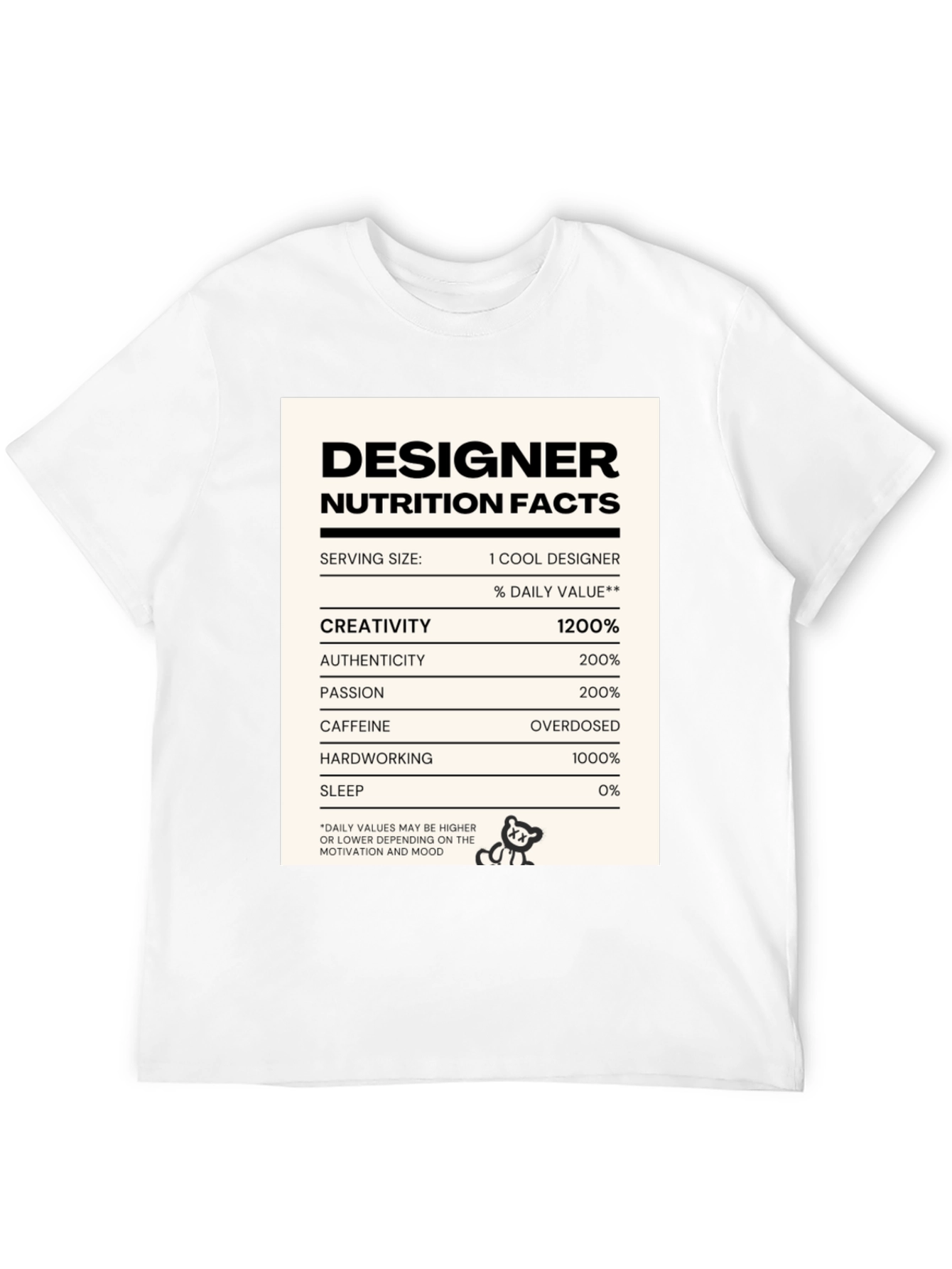 Designer Nutrition Facts Funny T-Shirt