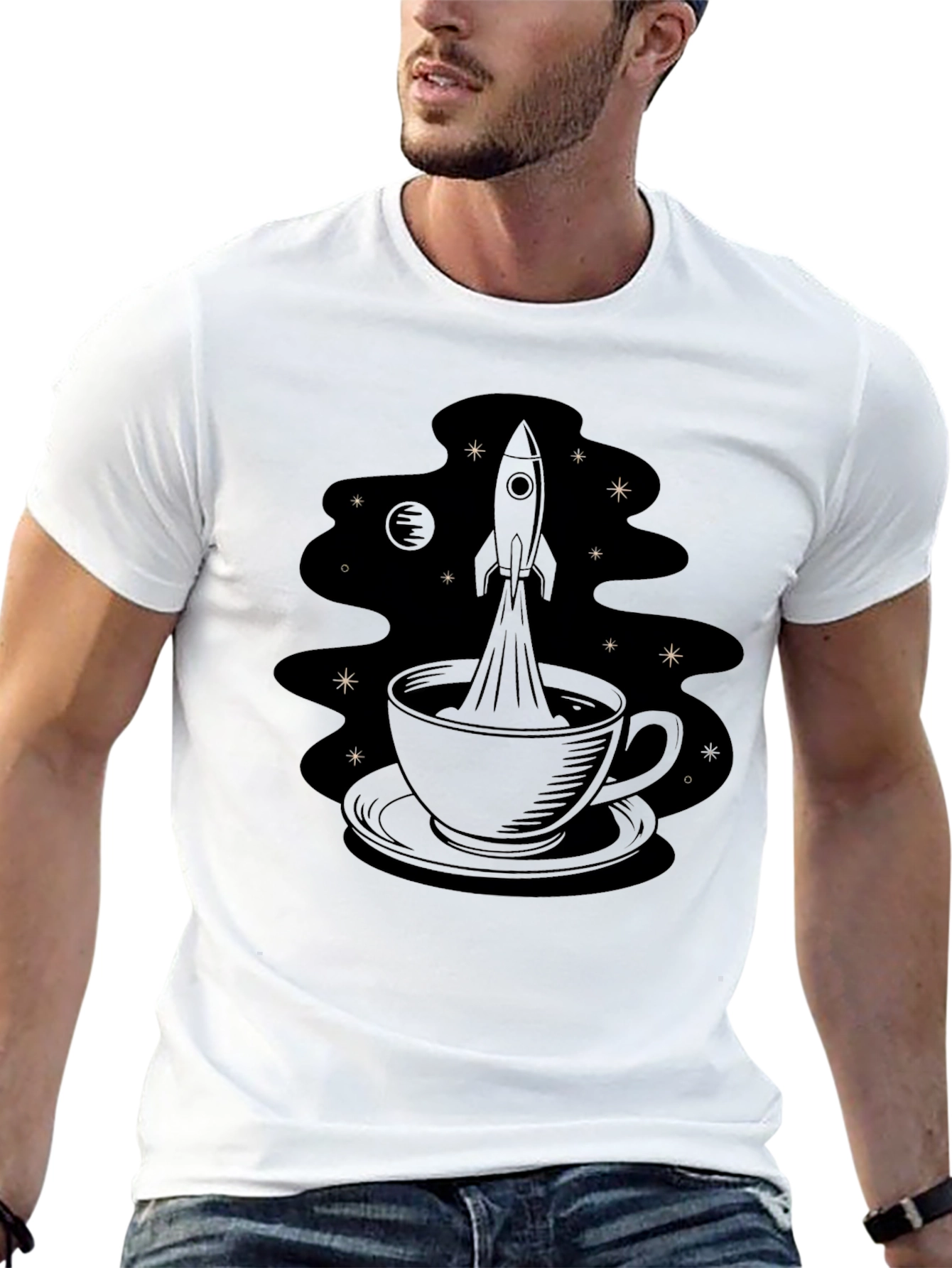 Rocket Coffee Tee - Black Graphic T-Shirt