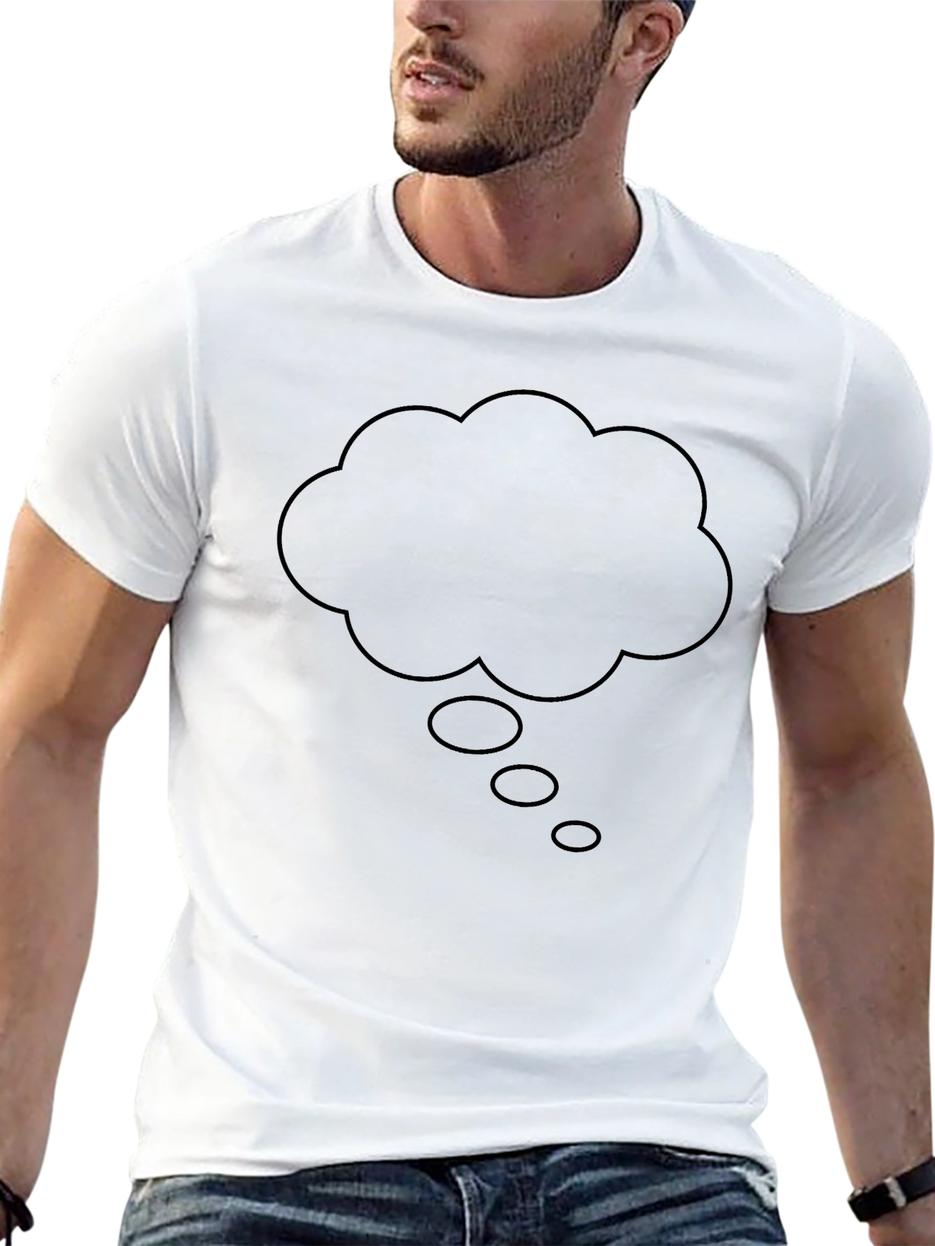 Thinking Cloud Graphic Tee - Black Cotton T-Shirt