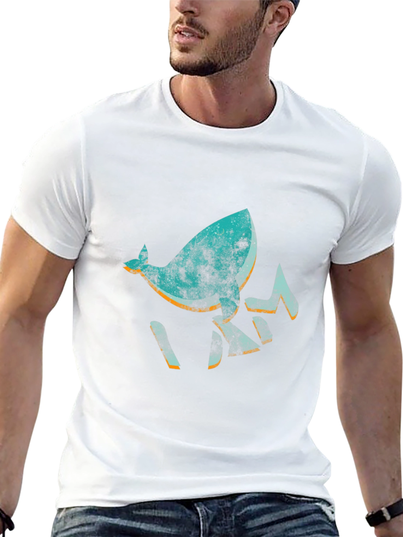 Abstract Whale Graphic Black T-Shirt