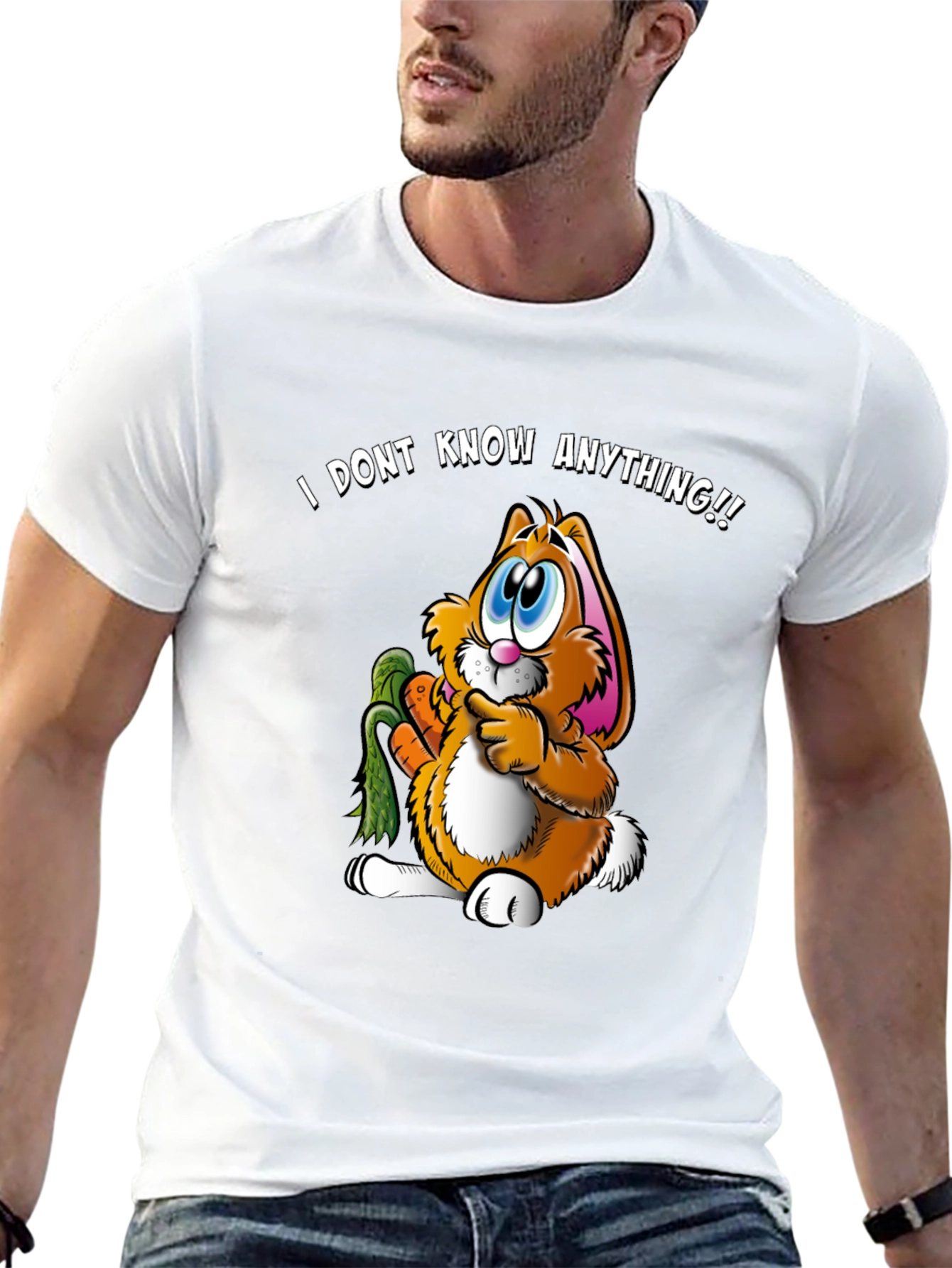 Funny Bunny T-Shirt - I Dont Know Anything!! Tee