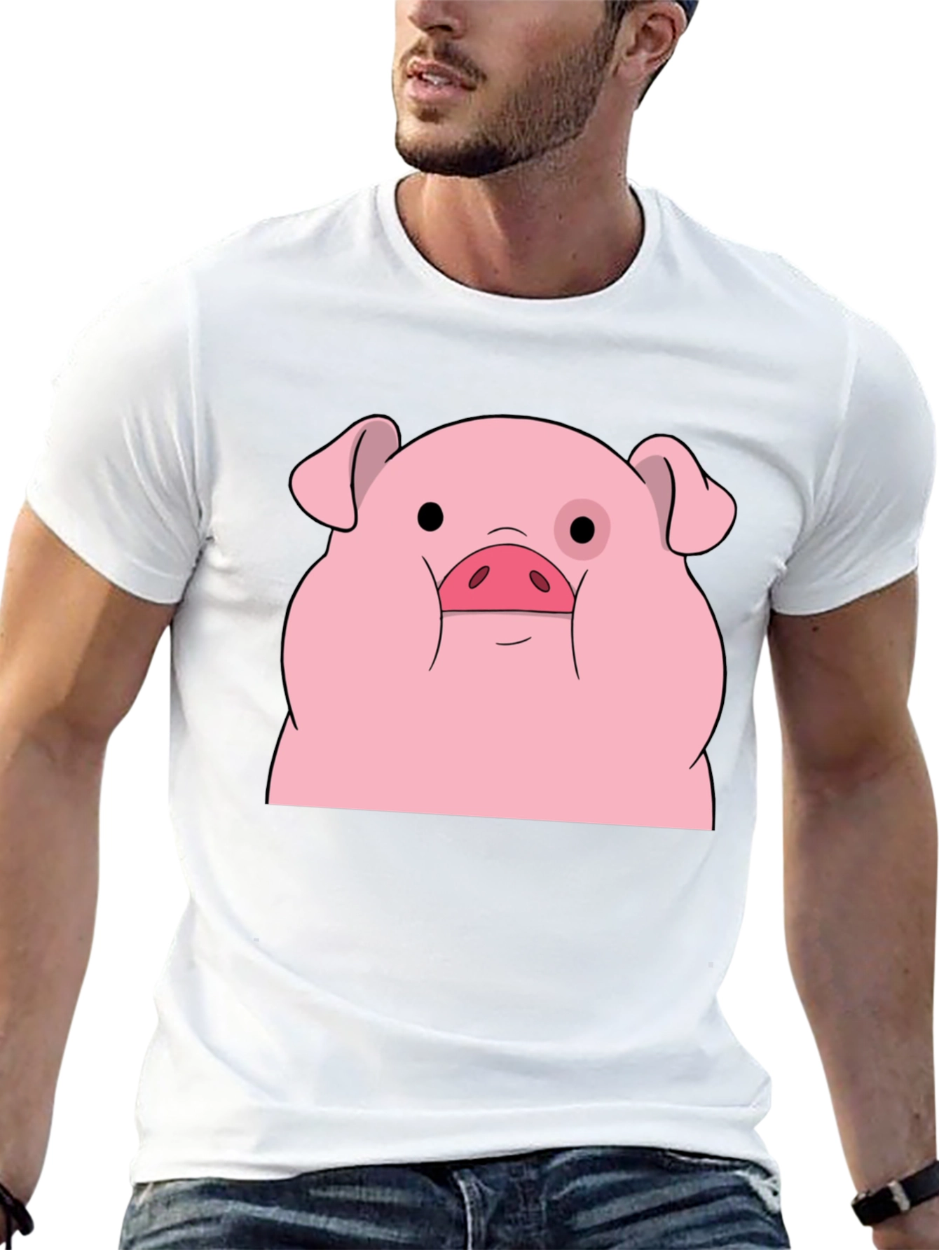 Waddles Pig Graphic Tee - Black Cotton T-Shirt