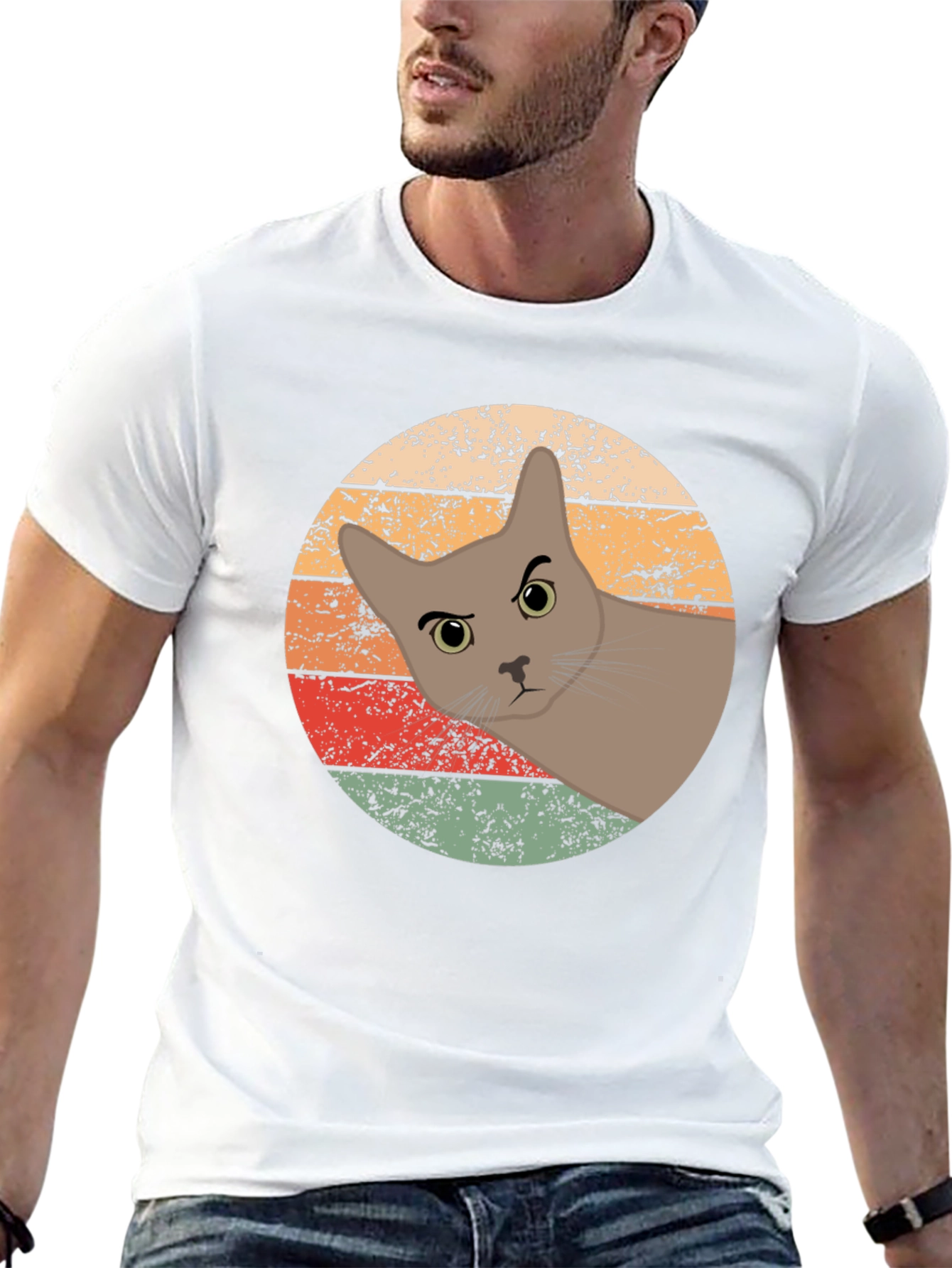 Retro Cat Graphic Tee - Unisex Black T-Shirt