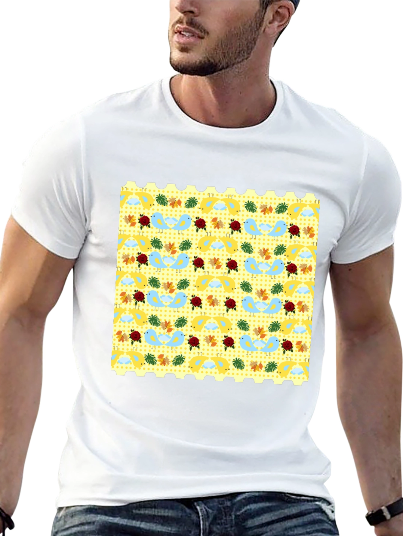Novelty Patterned Black Tee