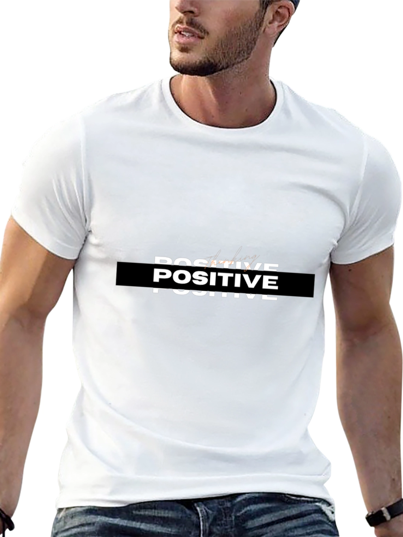 Positive Graphic Print Black T-Shirt