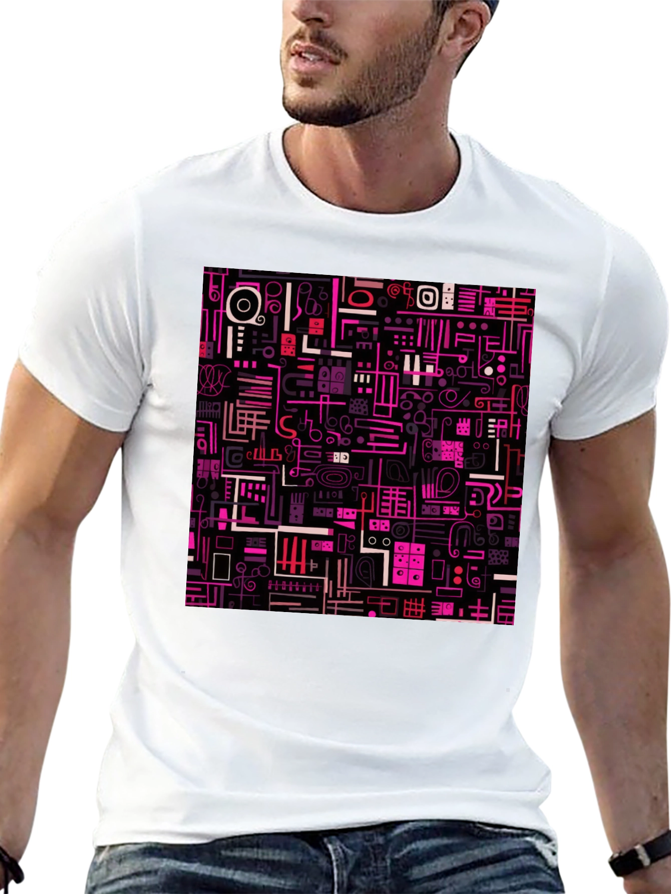 Abstract Pattern Print Black T-Shirt