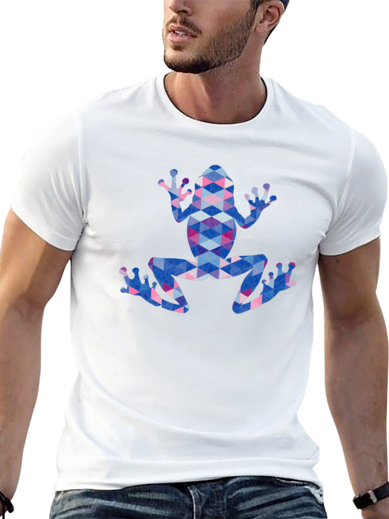 Geometric Frog Graphic Tee - Stylish Patterned Design