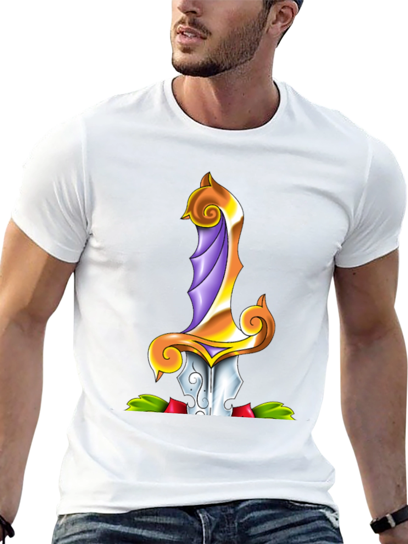Dagger Graphic Print Black T-Shirt