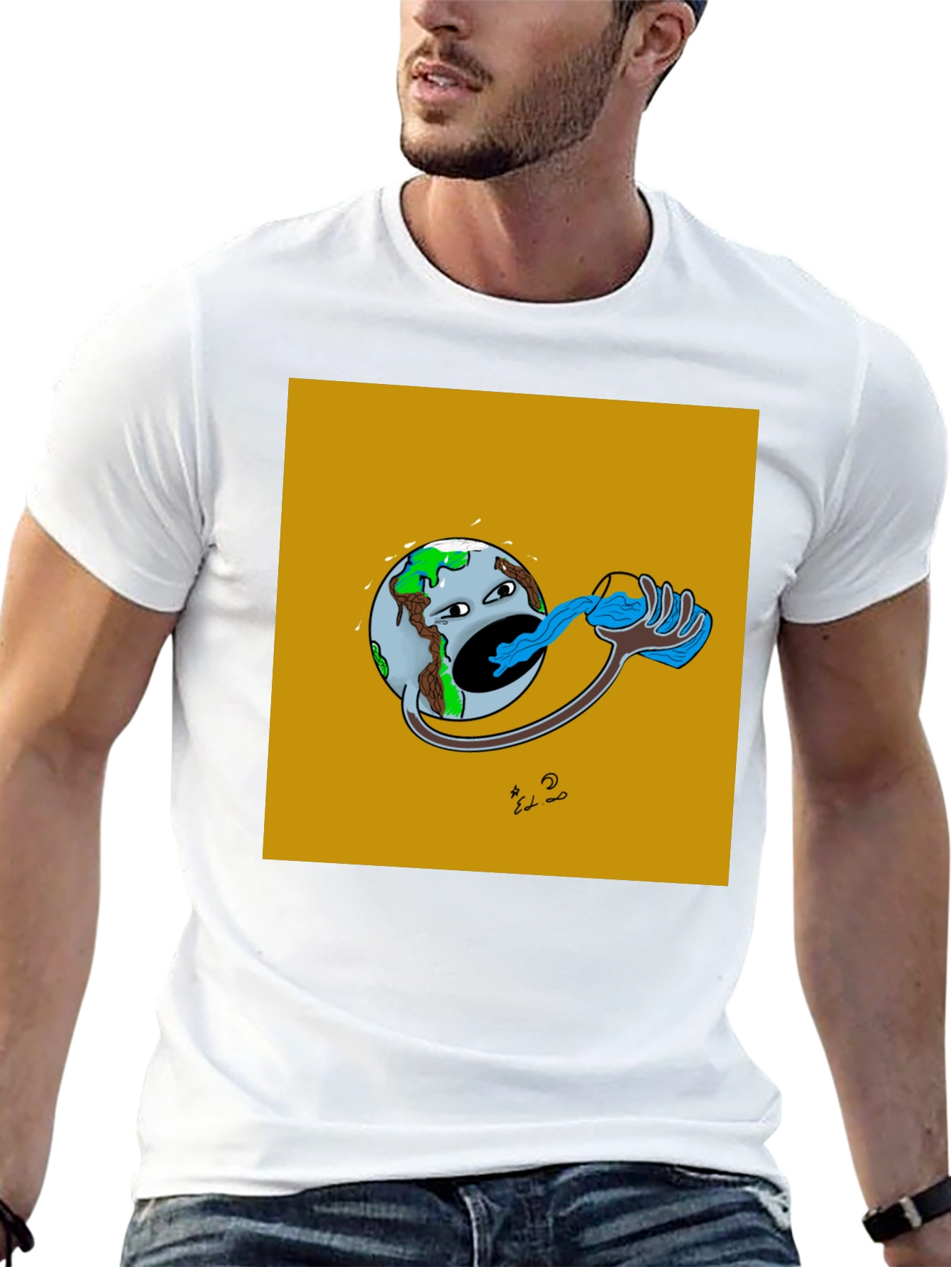 Earth Drinking Water Graphic T-Shirt