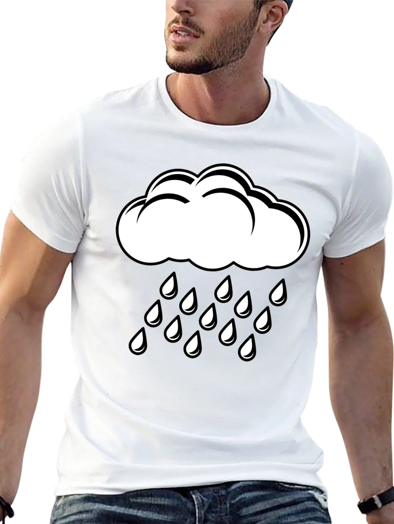 Rain Cloud Graphic T-Shirt - Black Cotton Tee