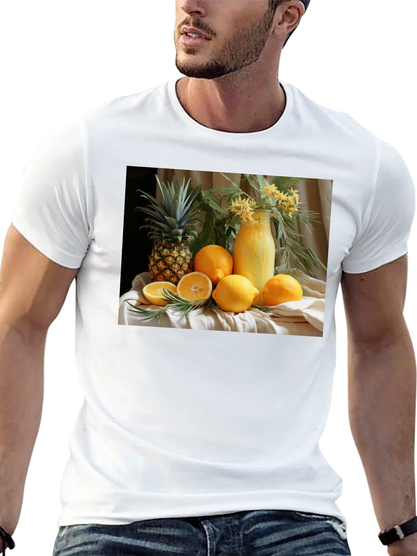 Fruit Still Life Graphic Tee - Trendy Casual Shirt