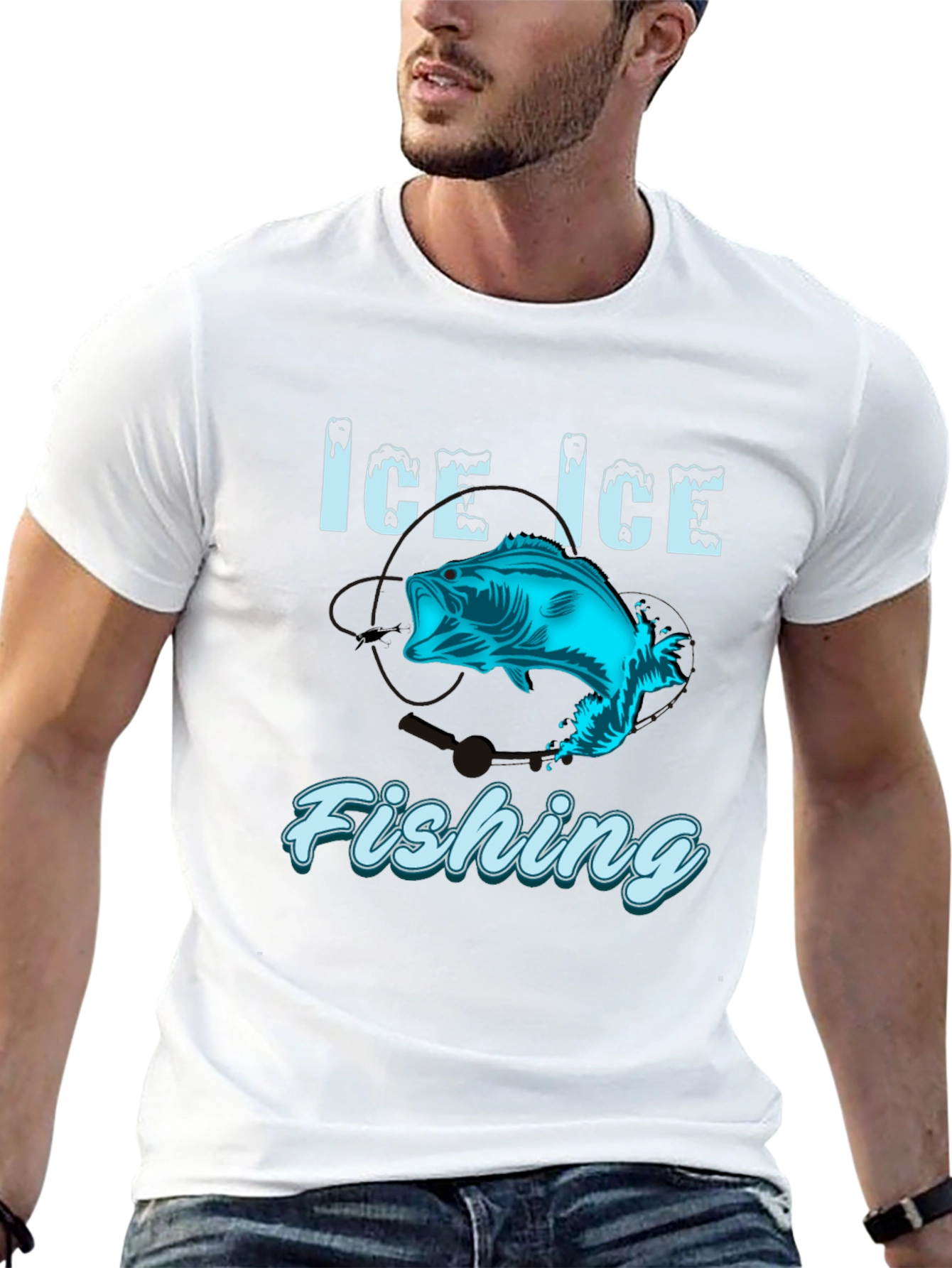Ice Ice Fishing Graphic T-Shirt
