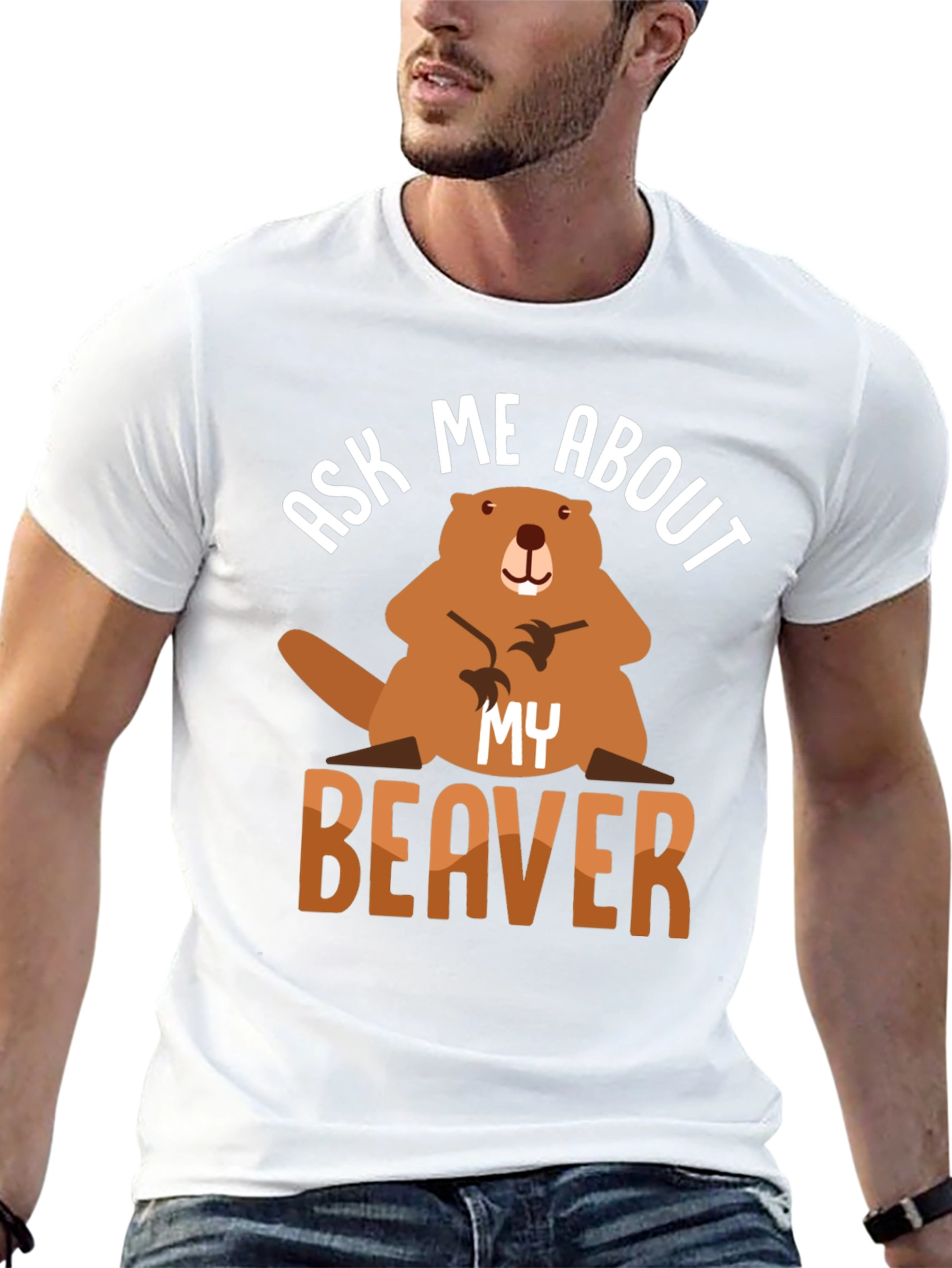 Ask Me About My Beaver T-Shirt Funny Animal Tee