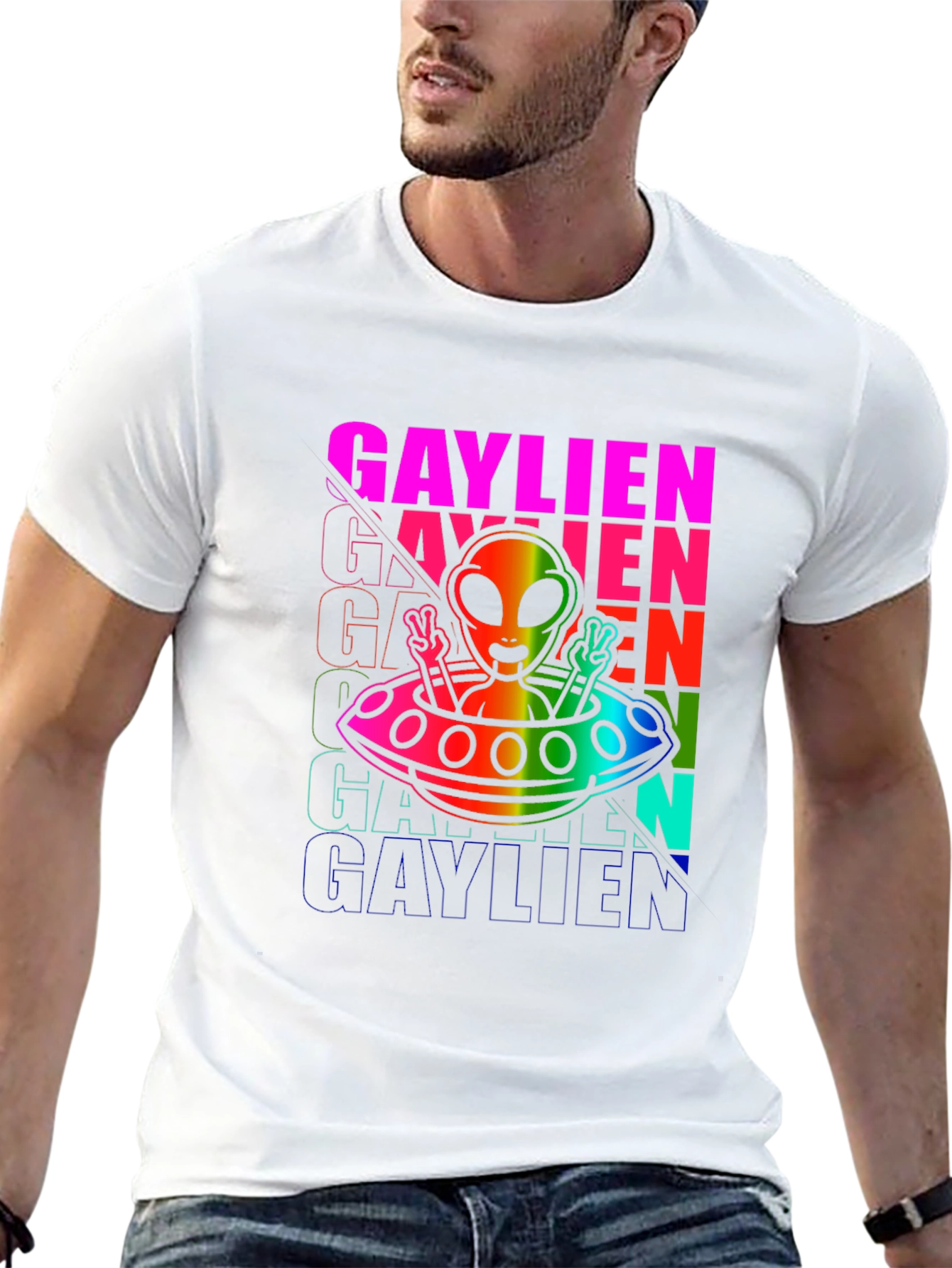 Gaylien Rainbow Graphic T-Shirt
