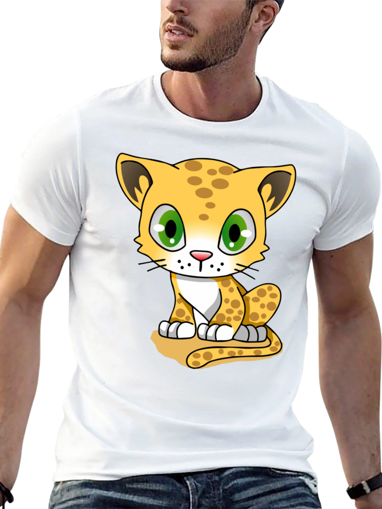Cute Cheetah Graphic Tee - Black