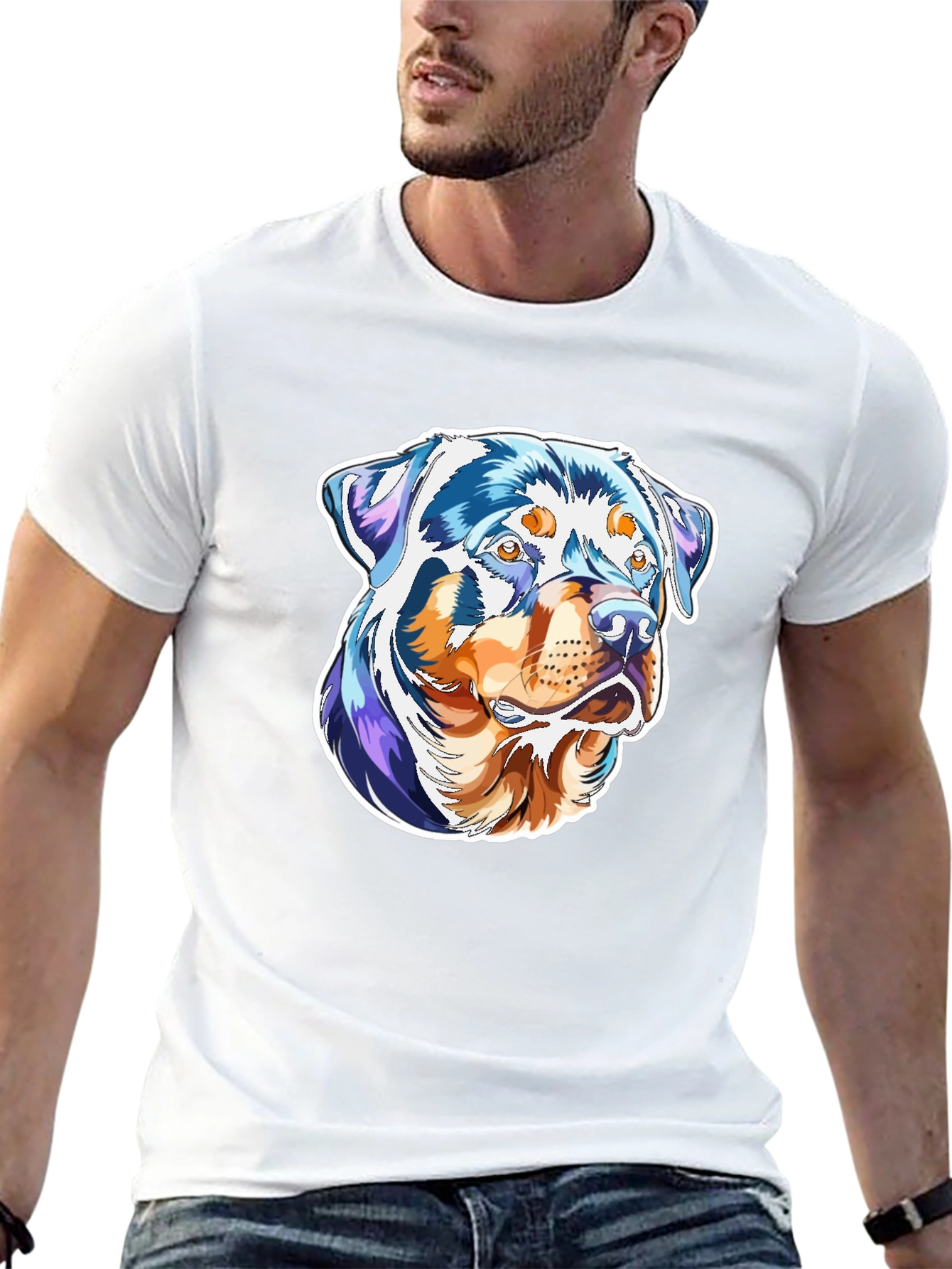 Rottweiler Dog Art Print Black T-Shirt
