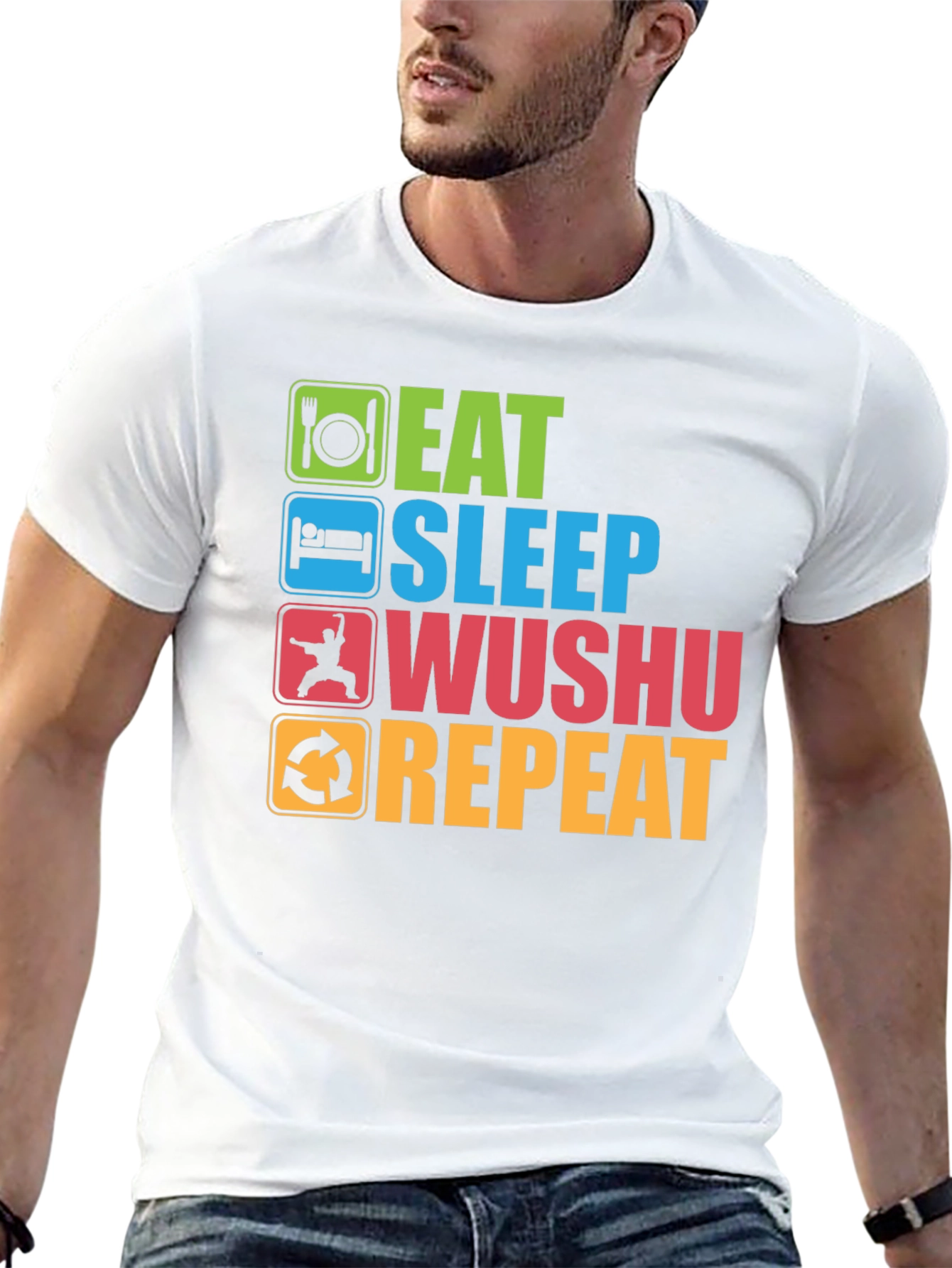Eat Sleep Wushu Repeat T-Shirt - Martial Arts Fun