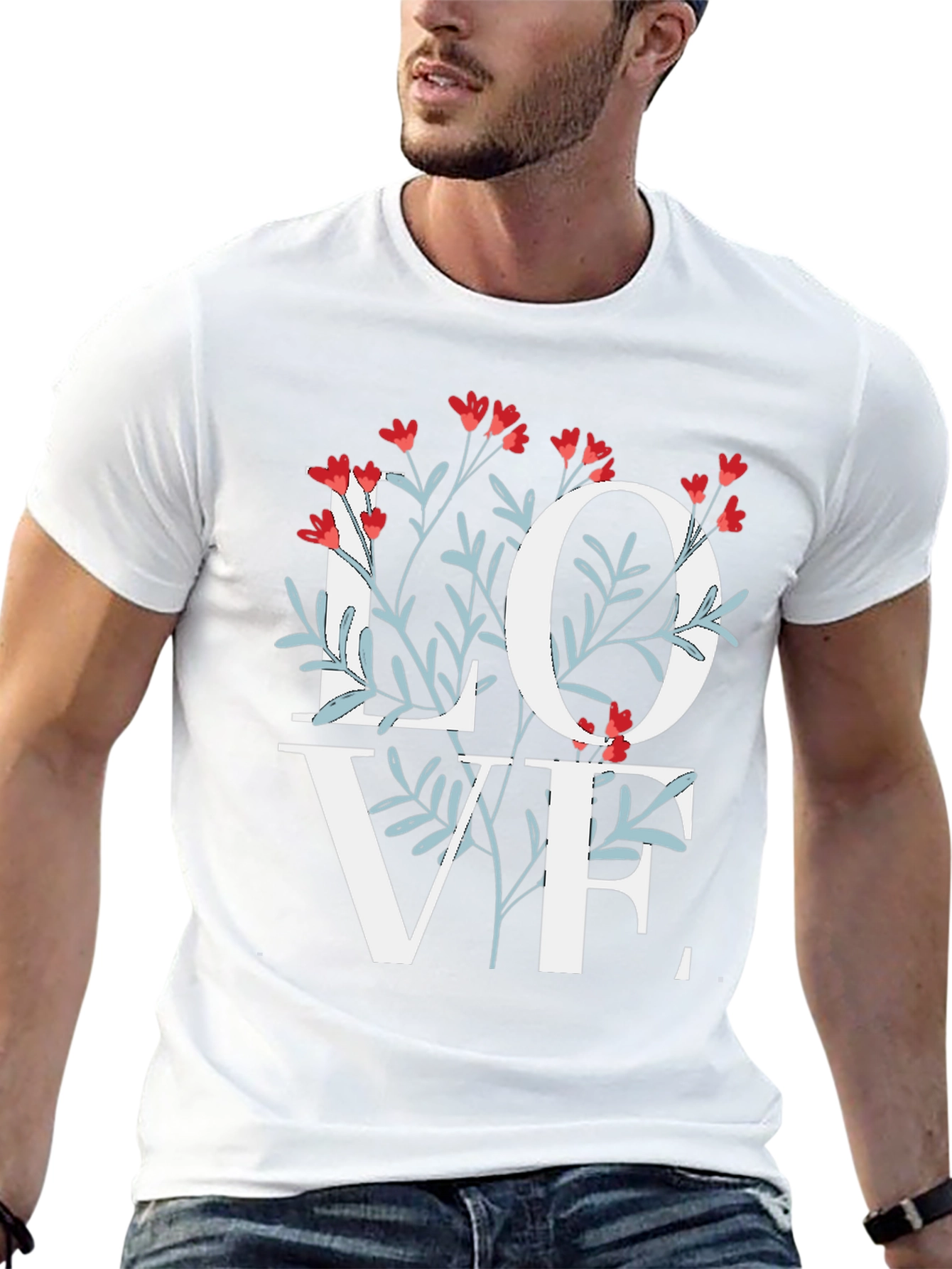 Floral Love Graphic Black T-Shirt