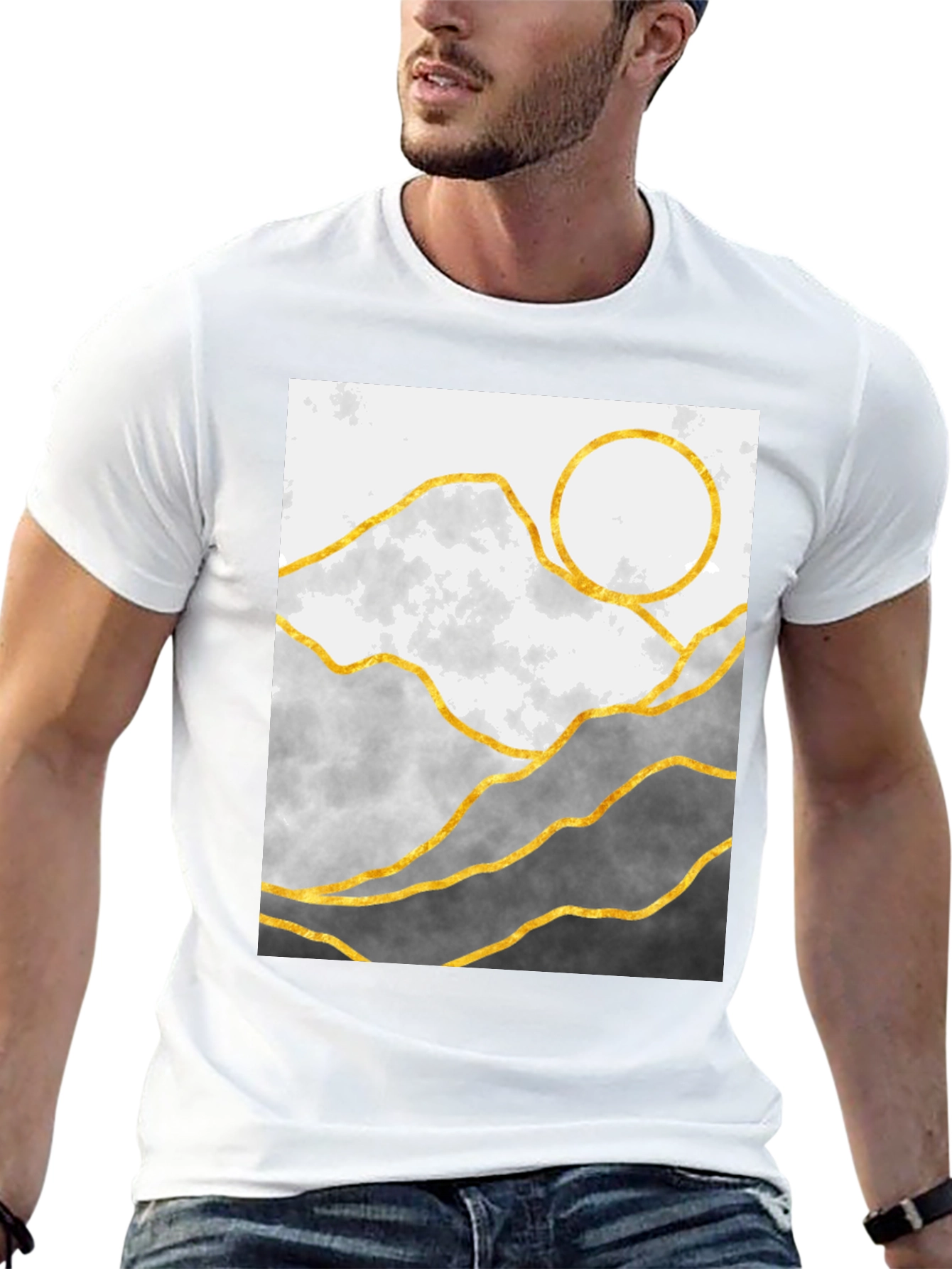Mountainscape Graphic Tee - Stylish Geometric Design