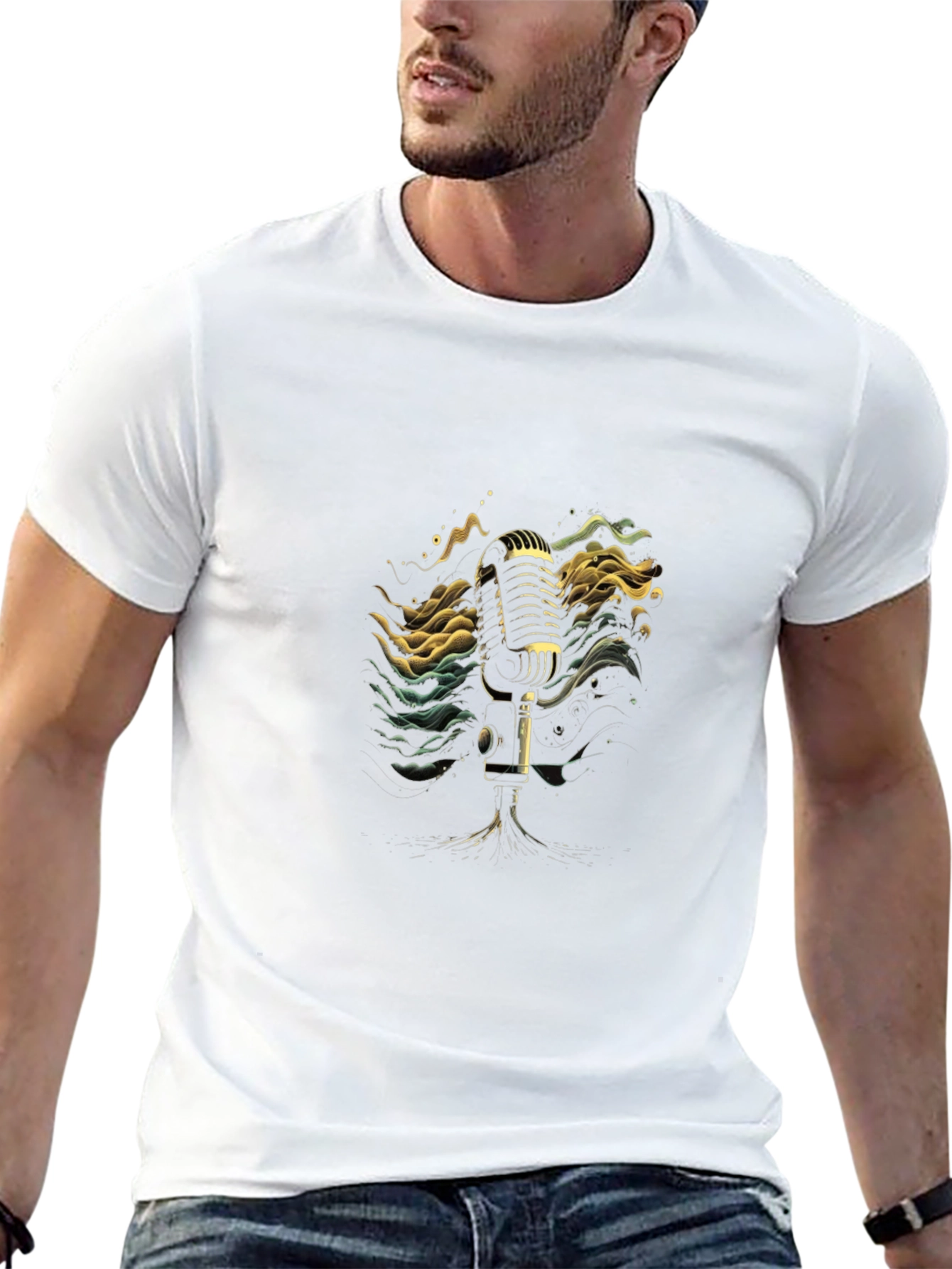 Retro Microphone Graphic Tee - Classic Sound Style