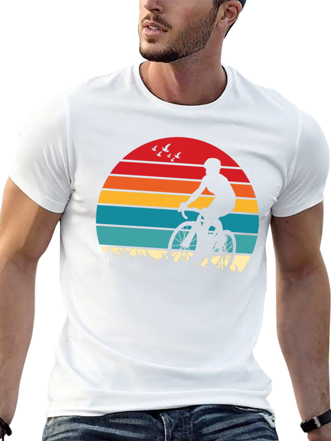 Cyclist Sunset Graphic T-Shirt