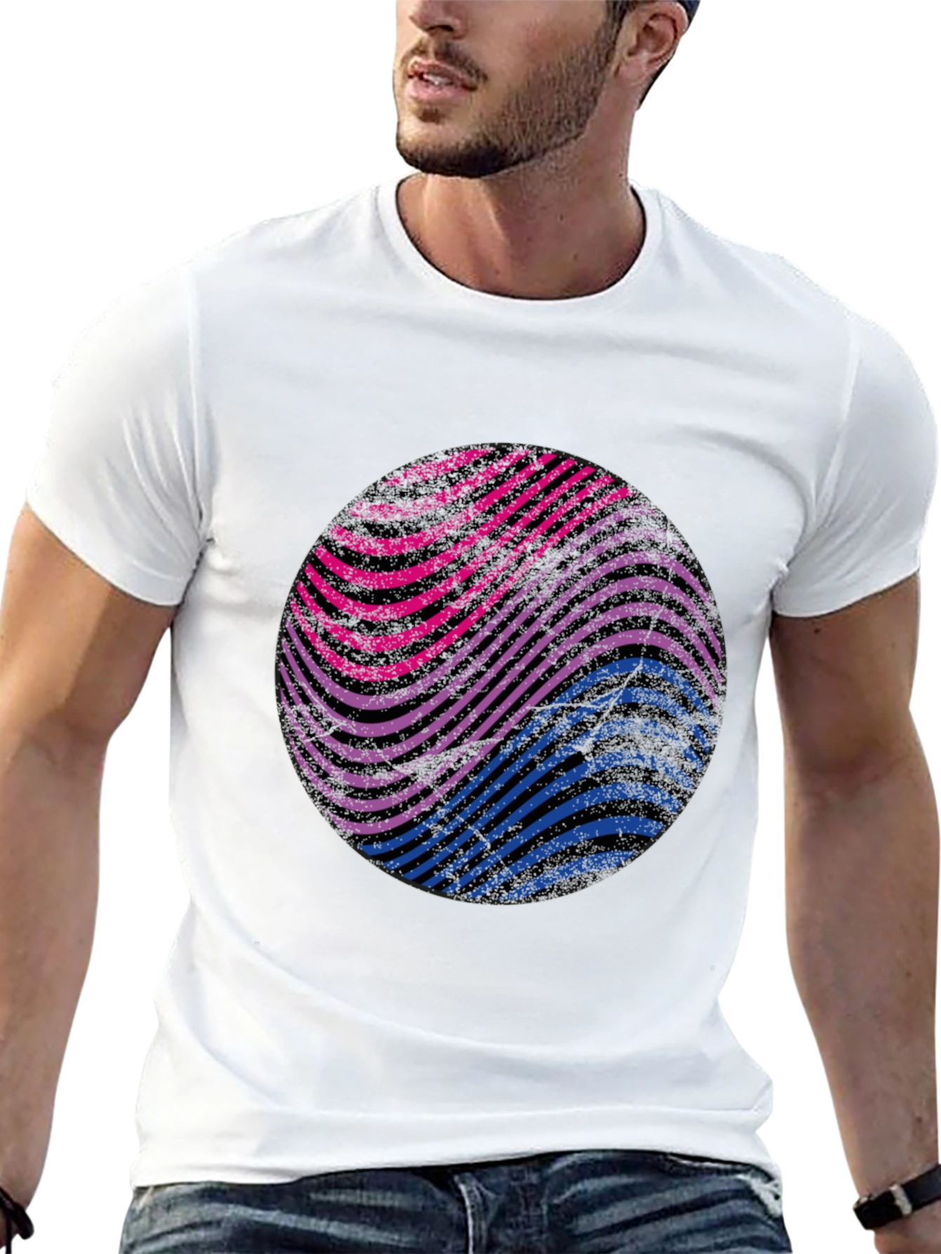 Bisexual Pride Wave Graphic Tee - Black