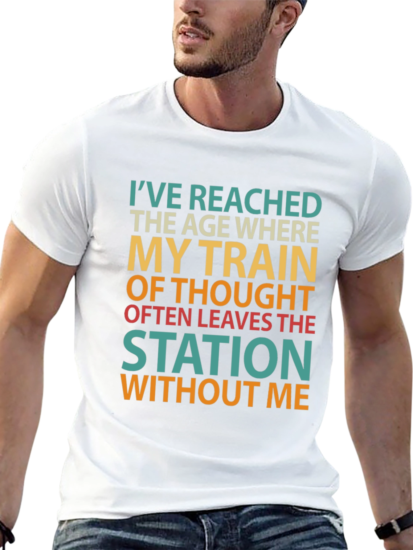 Funny Age Train of Thought Graphic T-Shirt