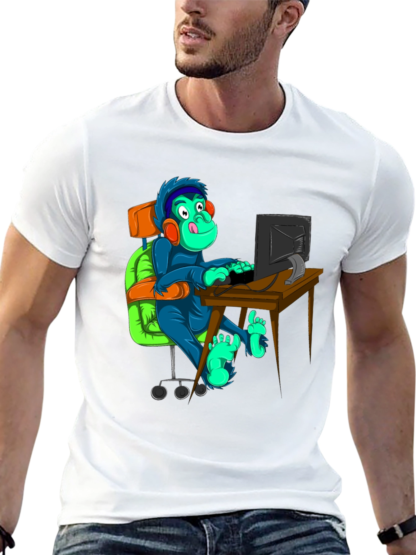 Gamer Monkey T-Shirt - Novelty Graphic Tee
