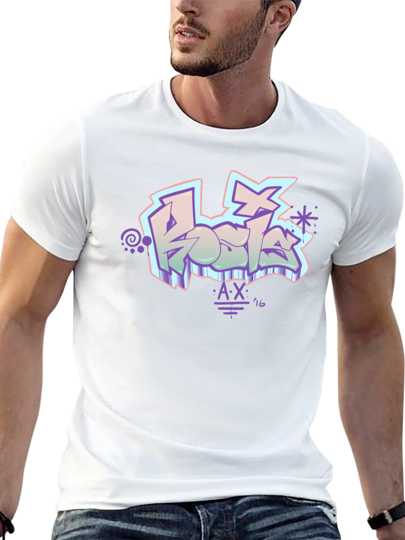 Retro Graffiti Style Black T-Shirt